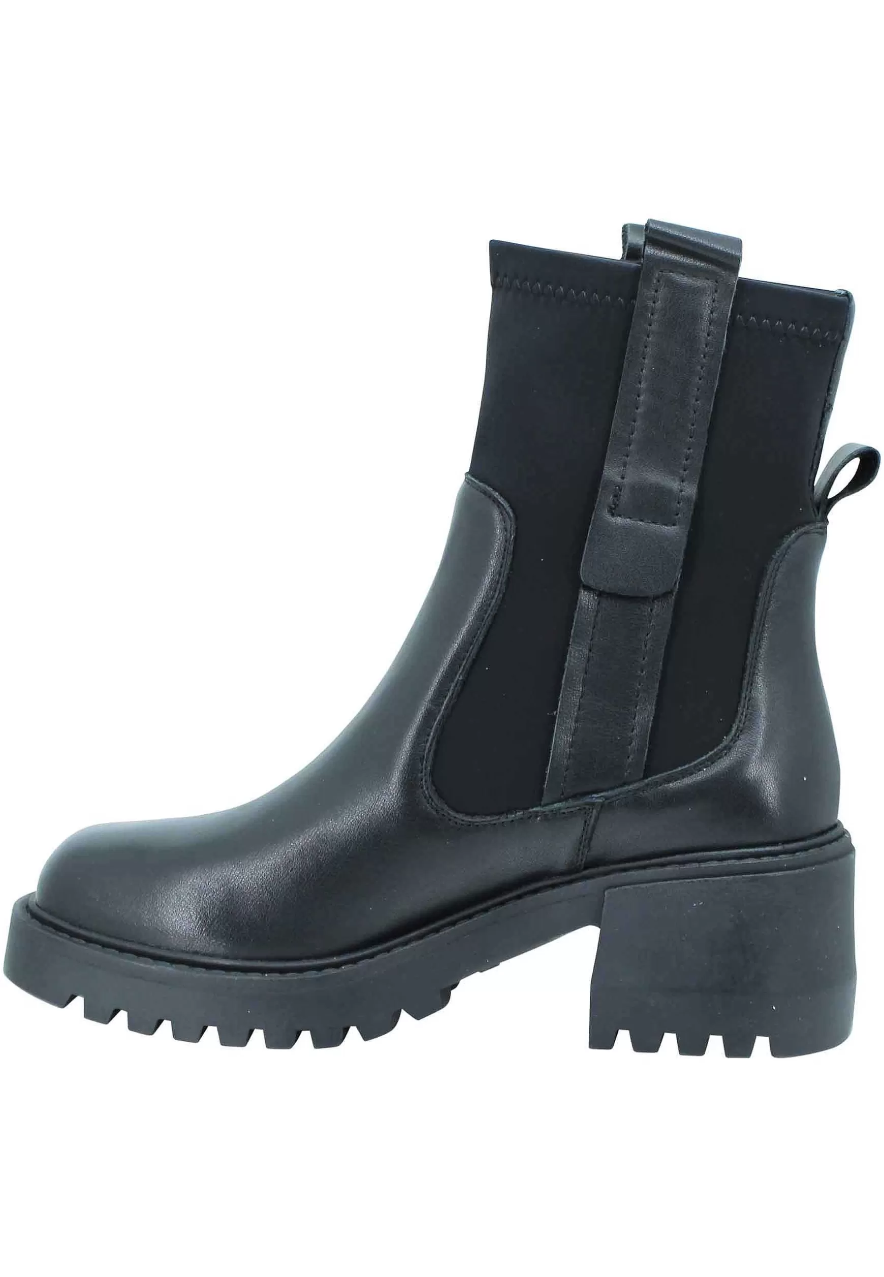 Stivaletti Beatles Donna In Pelle Nera Con Calza Elastica E Punta Quadra*Manufacture D Shop