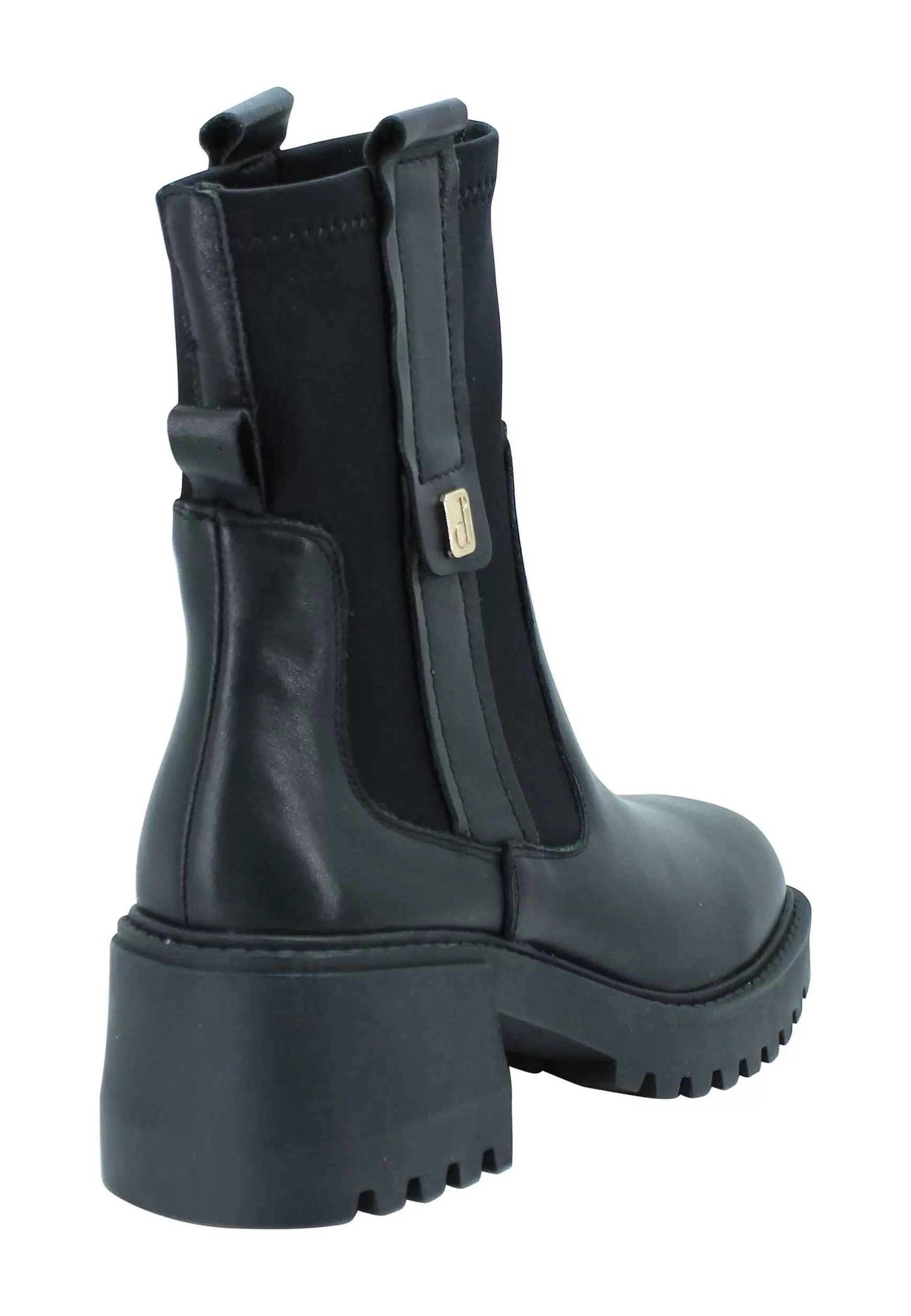 Stivaletti Beatles Donna In Pelle Nera Con Calza Elastica E Punta Quadra*Manufacture D Shop