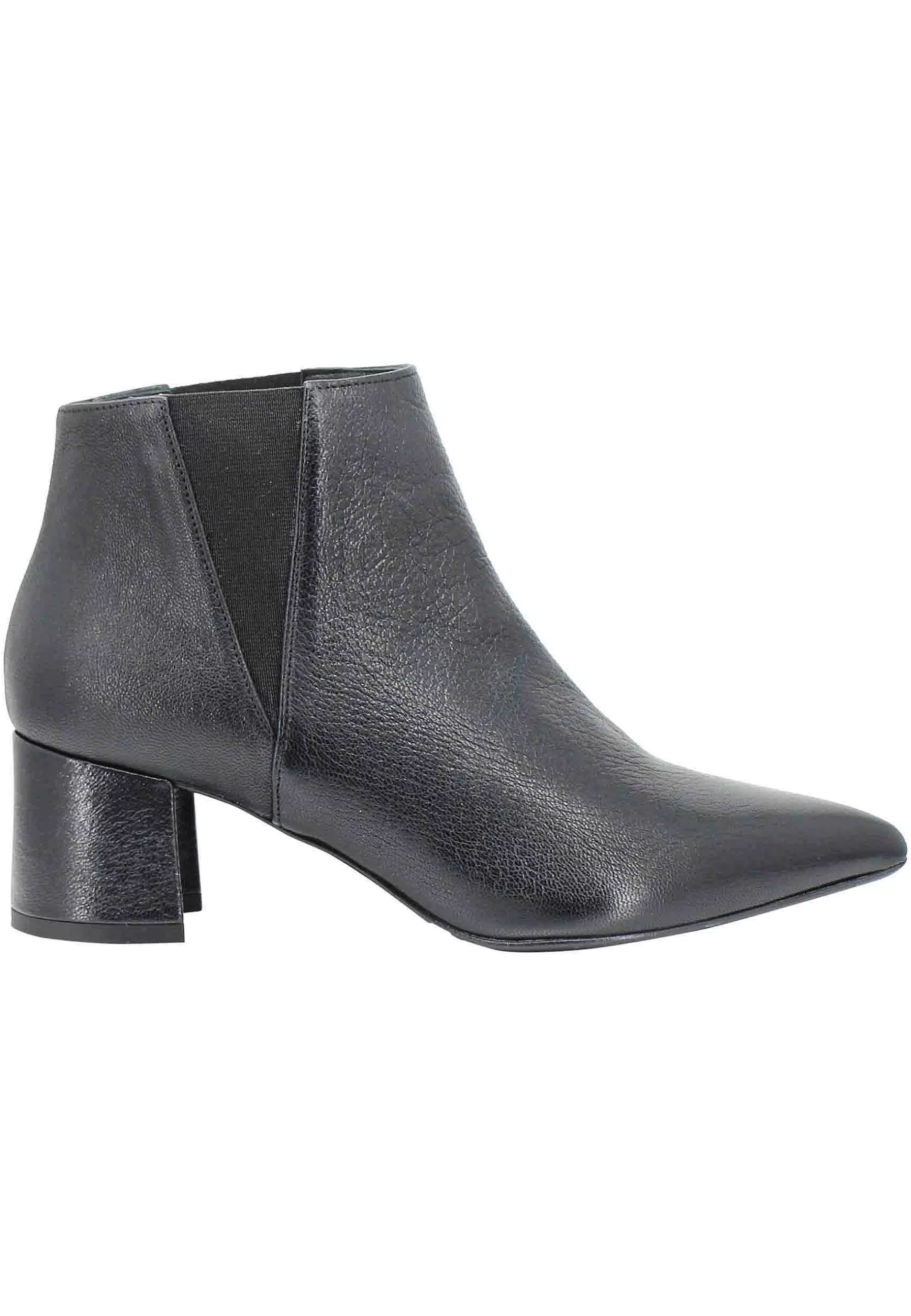 Stivaletti Beatles Donna In Pelle Nera Con Punta A Punta A Tacco Medio** Sale