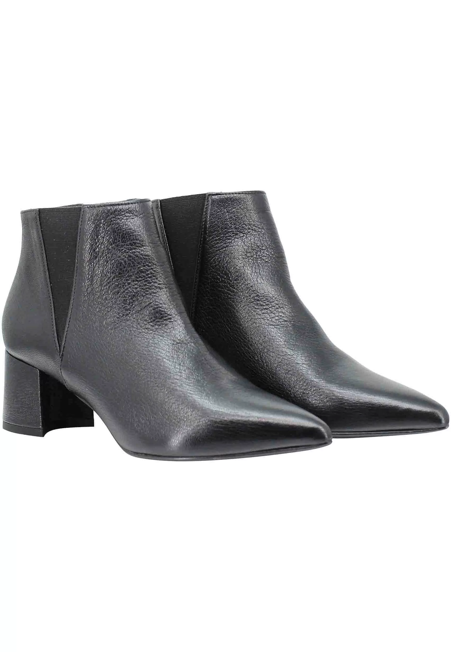 Stivaletti Beatles Donna In Pelle Nera Con Punta A Punta A Tacco Medio** Sale