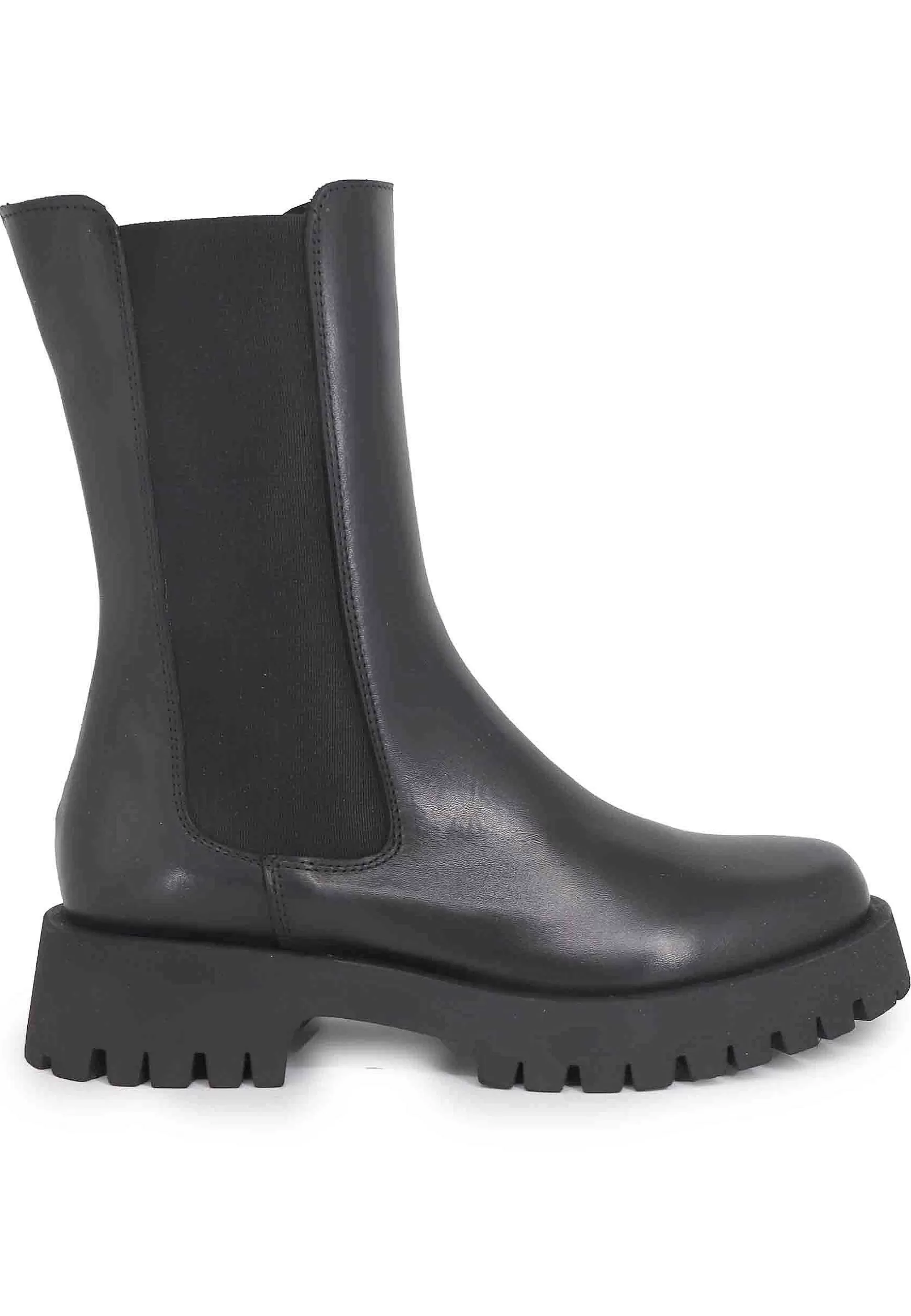 Stivaletti Beatles Donna In Pelle Nera Con Punta Tonda E Suola In Gomma** Shop