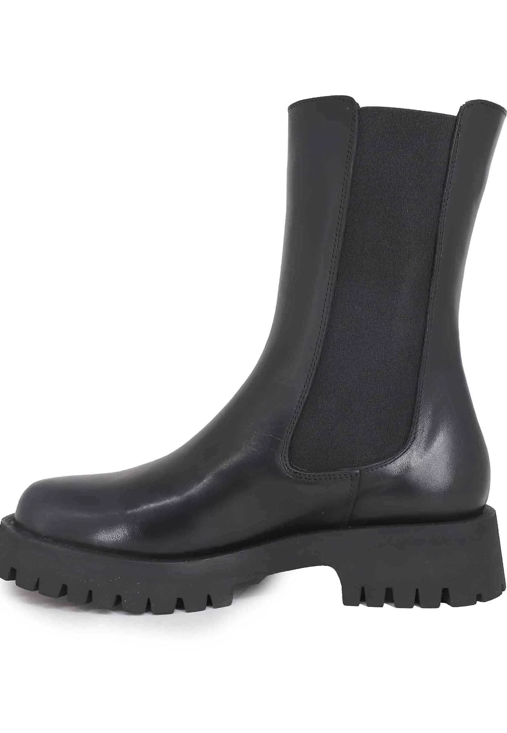 Stivaletti Beatles Donna In Pelle Nera Con Punta Tonda E Suola In Gomma** Shop