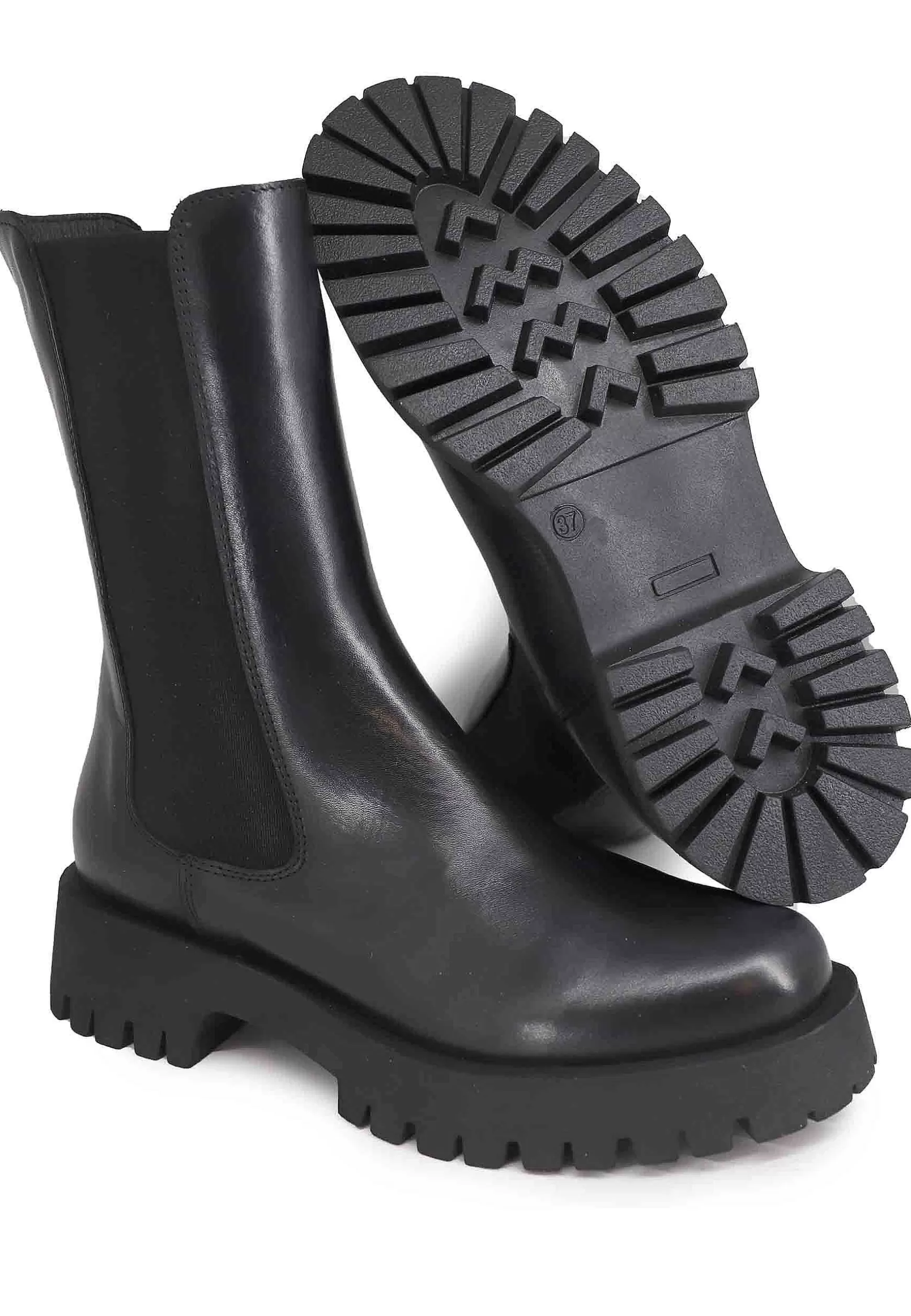 Stivaletti Beatles Donna In Pelle Nera Con Punta Tonda E Suola In Gomma** Shop