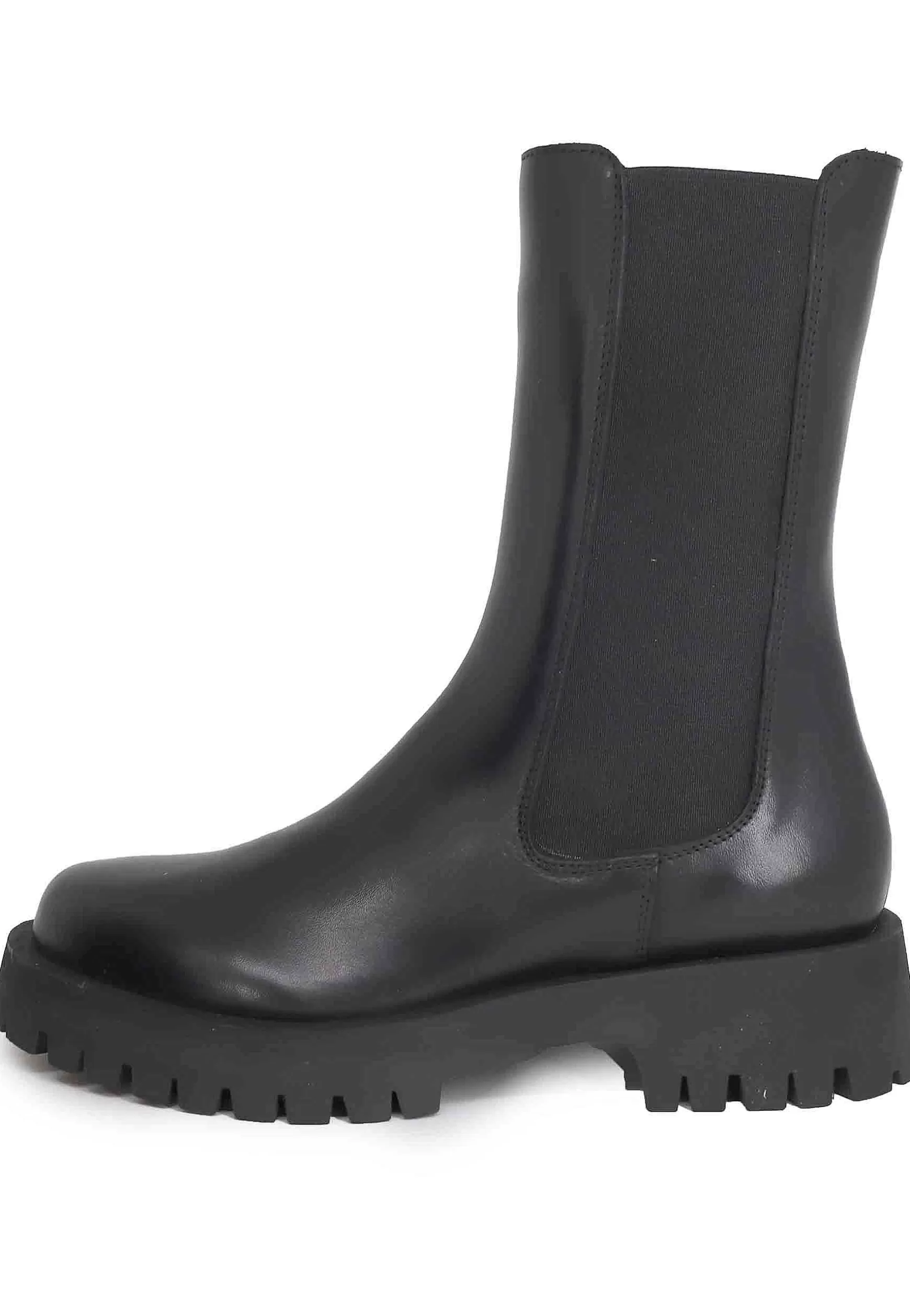 Stivaletti Beatles Donna In Pelle Nera Con Punta Tonda E Suola In Gomma** Shop