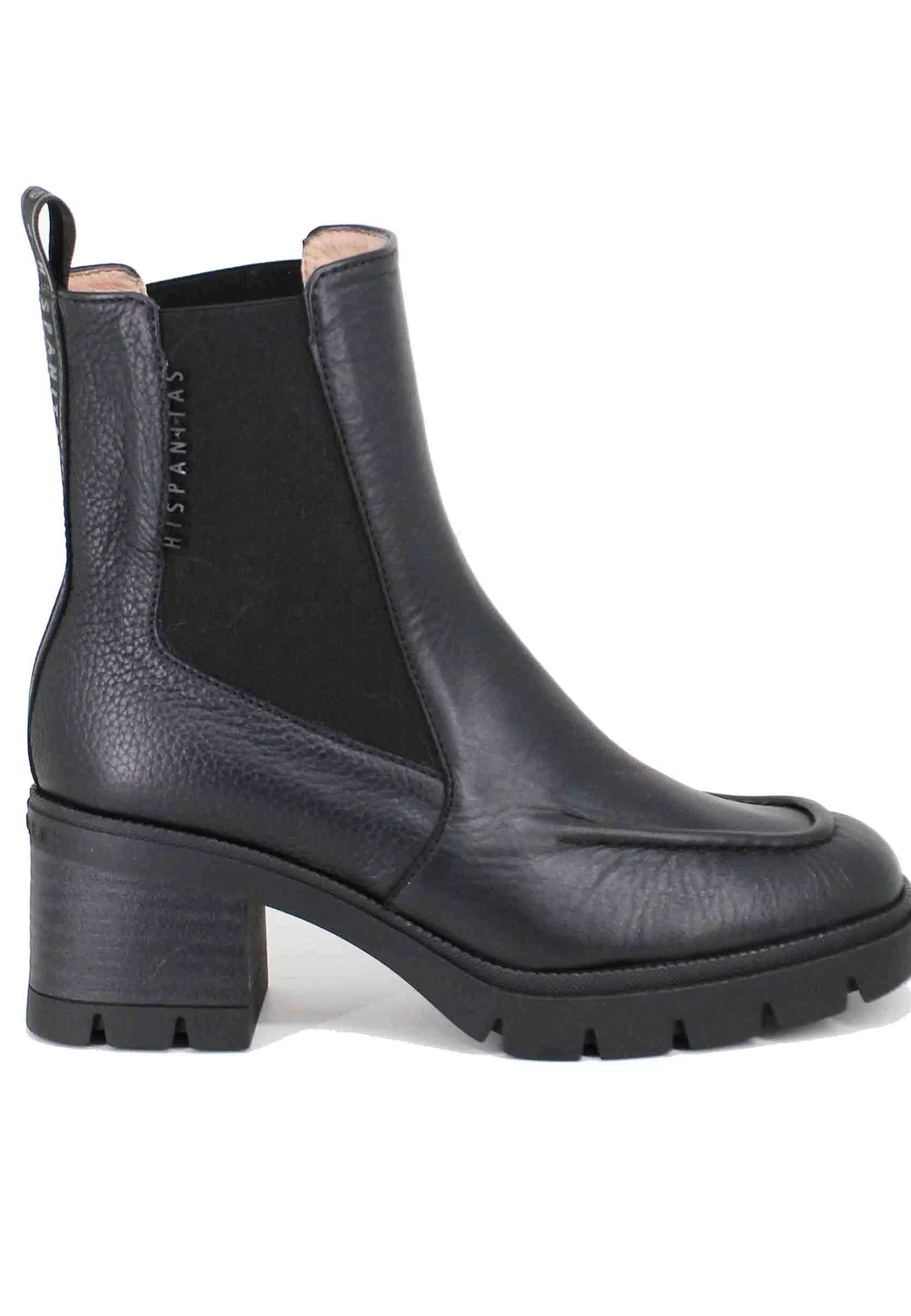 Stivaletti Beatles Donna In Pelle Nera Con Suola In Gomma*Hispanitas Fashion