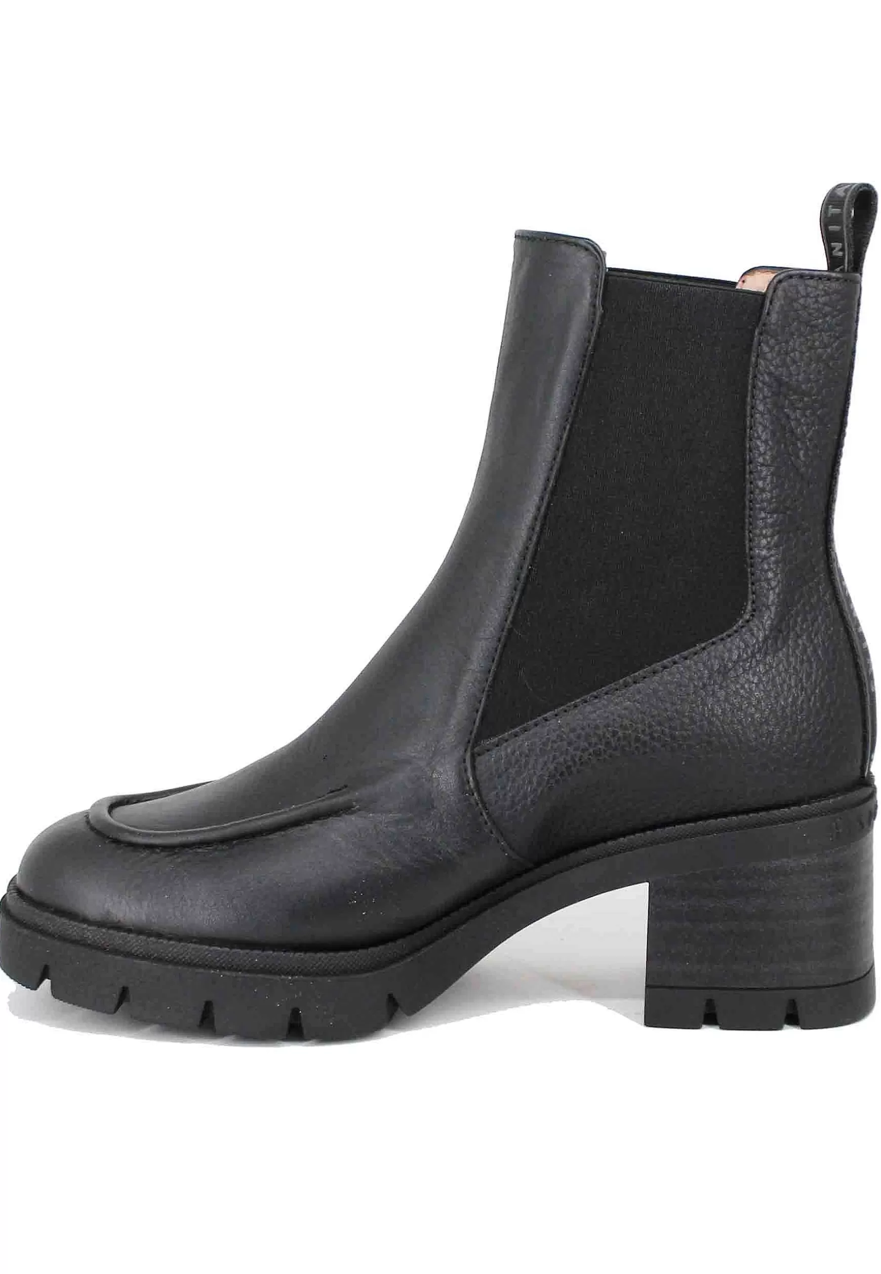 Stivaletti Beatles Donna In Pelle Nera Con Suola In Gomma*Hispanitas Fashion