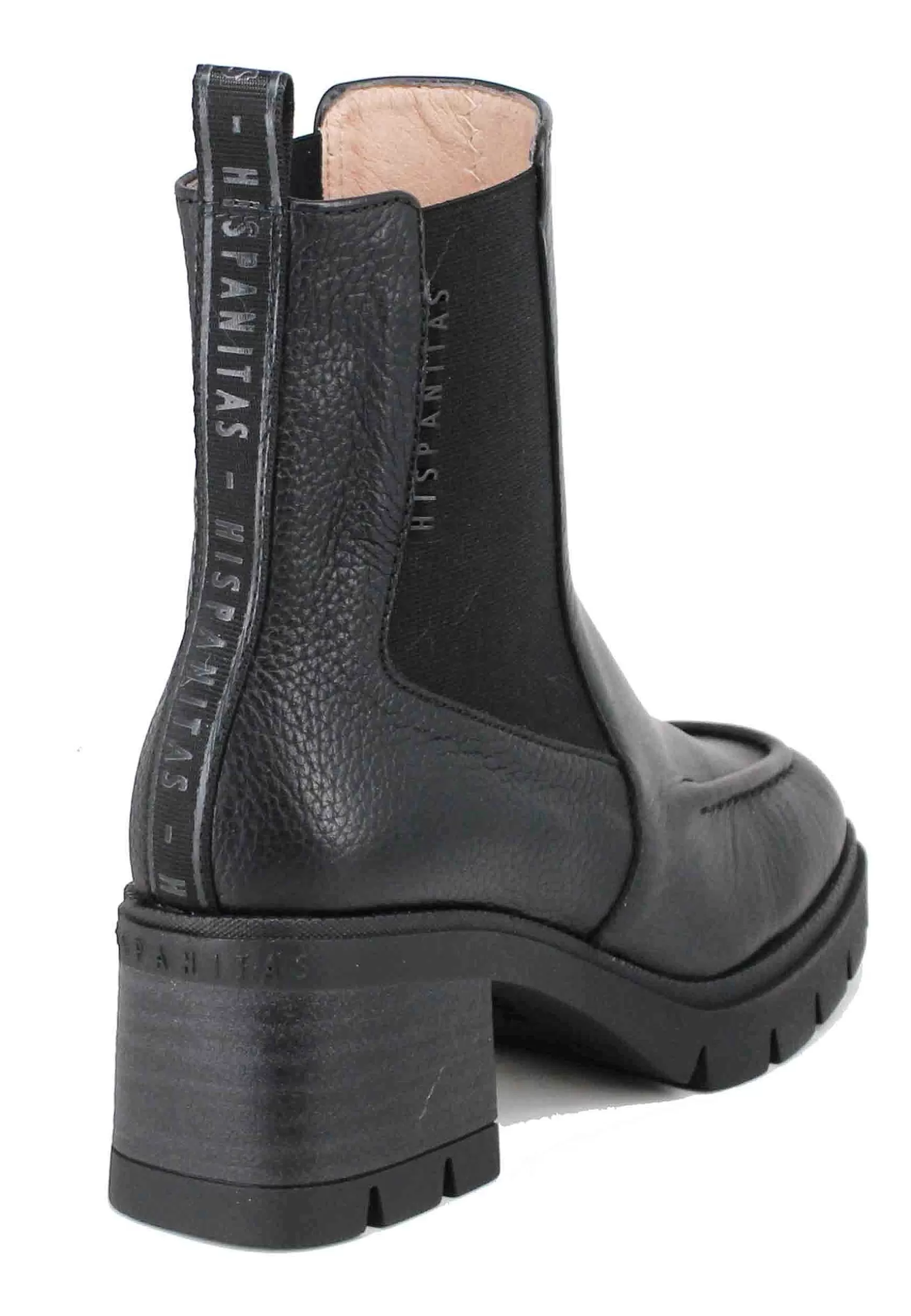 Stivaletti Beatles Donna In Pelle Nera Con Suola In Gomma*Hispanitas Fashion
