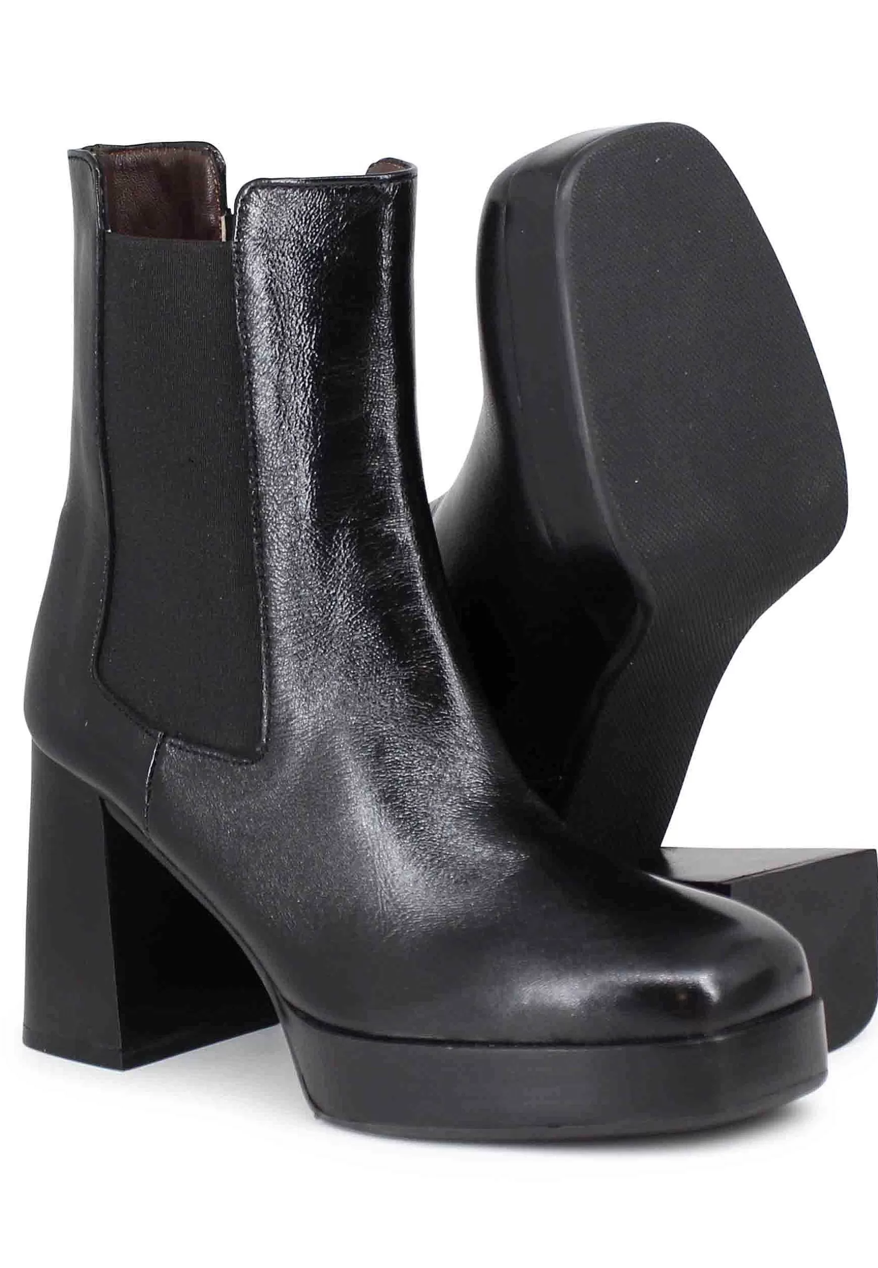 Stivaetti Beates Donna In Pee Nera Con Tacco E Pateau*L New
