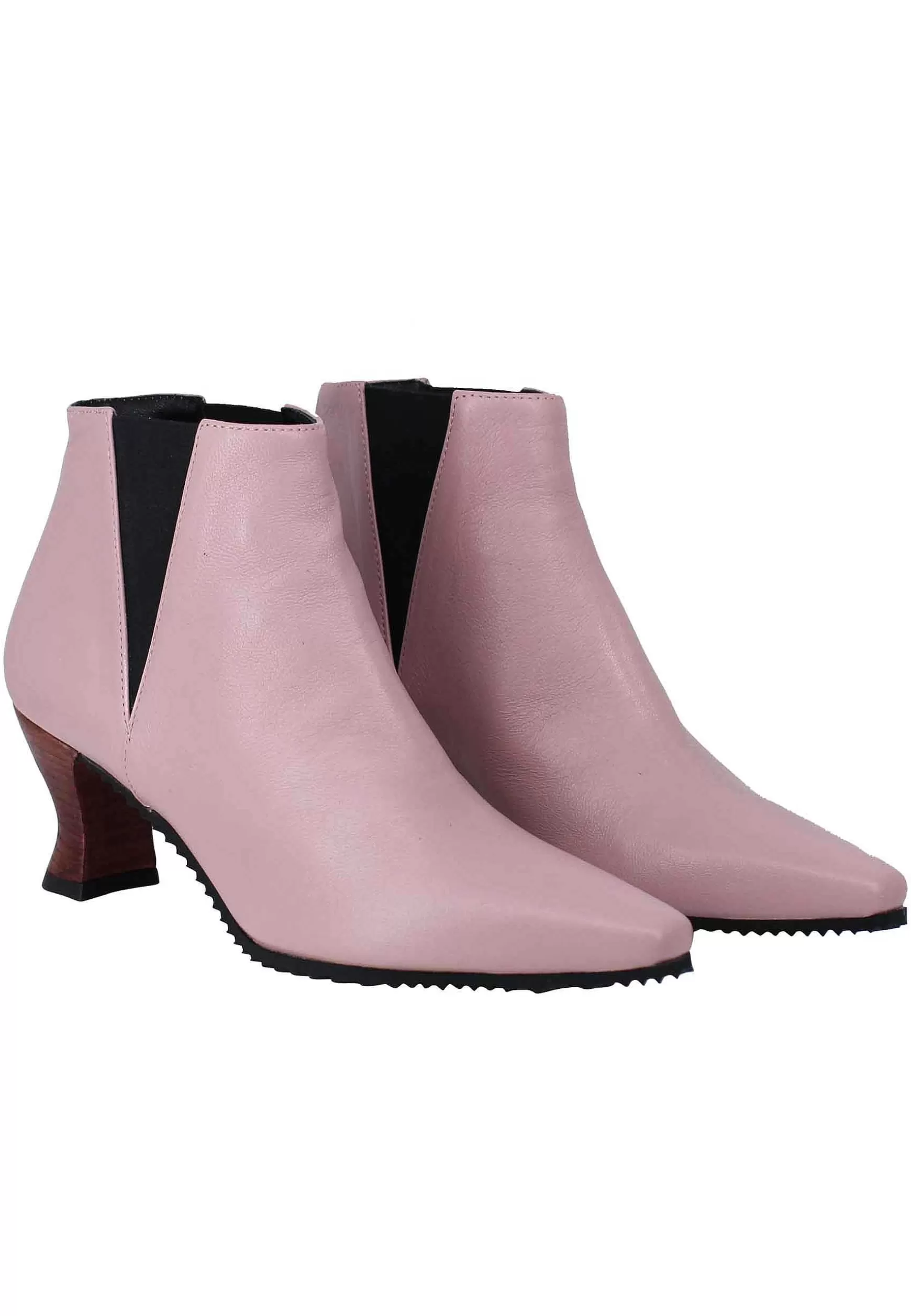 Stivaletti Beatles Donna In Pelle Rosa Punta Quadra E Tacco In Cuoio** Flash Sale