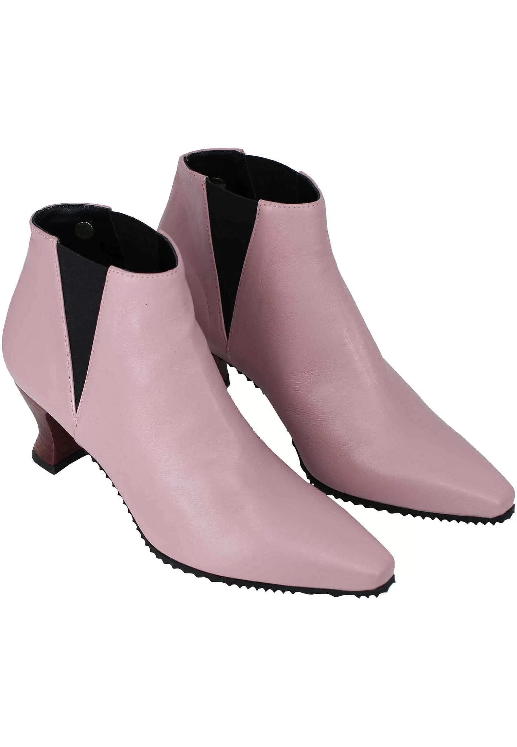 Stivaletti Beatles Donna In Pelle Rosa Punta Quadra E Tacco In Cuoio** Flash Sale