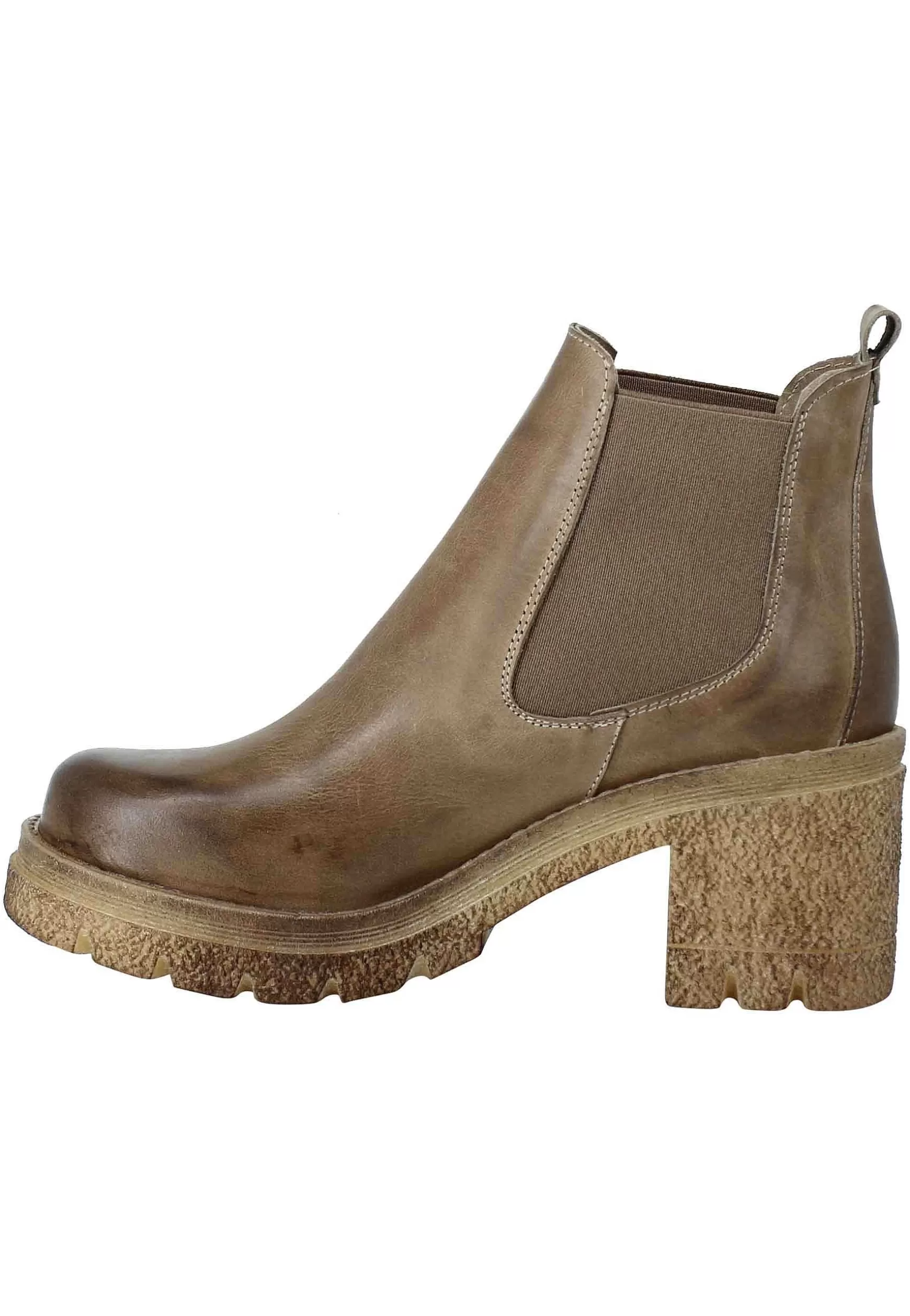 Stivaletti Beatles Donna In Pelle Taupe Fondo In Gomma E Tacco Alto** Best Sale