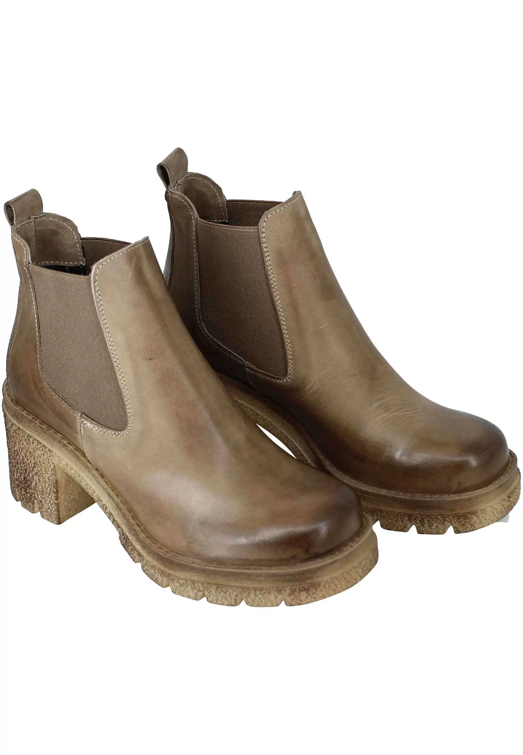 Stivaletti Beatles Donna In Pelle Taupe Fondo In Gomma E Tacco Alto** Best Sale