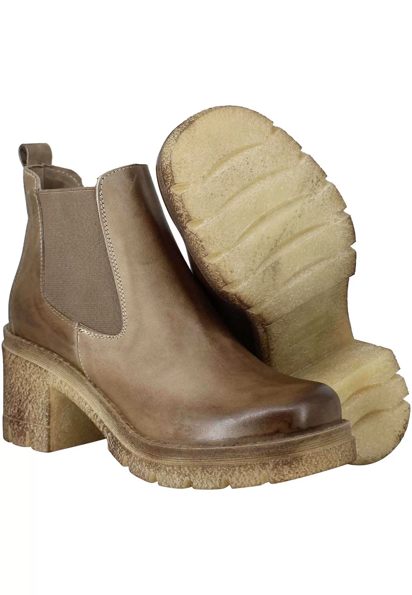 Stivaletti Beatles Donna In Pelle Taupe Fondo In Gomma E Tacco Alto** Best Sale