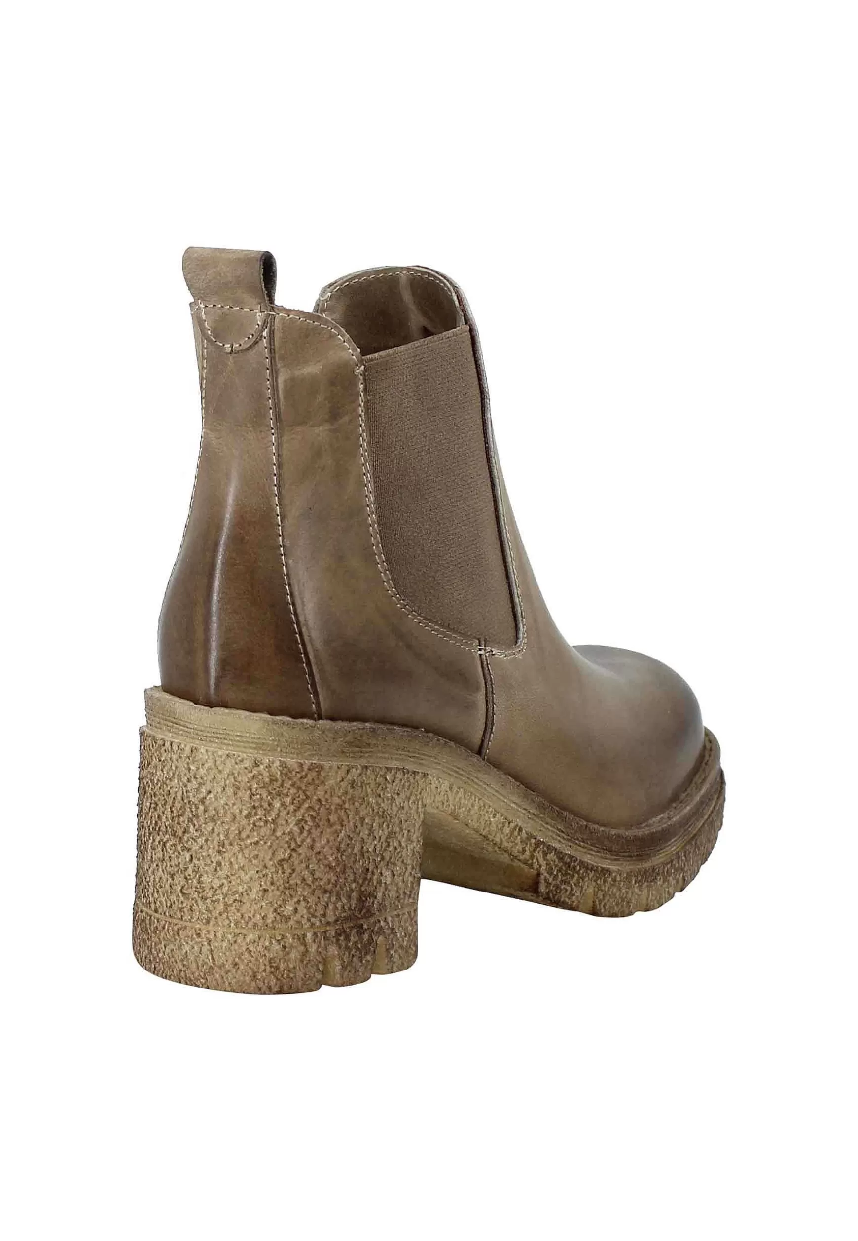 Stivaletti Beatles Donna In Pelle Taupe Fondo In Gomma E Tacco Alto** Best Sale