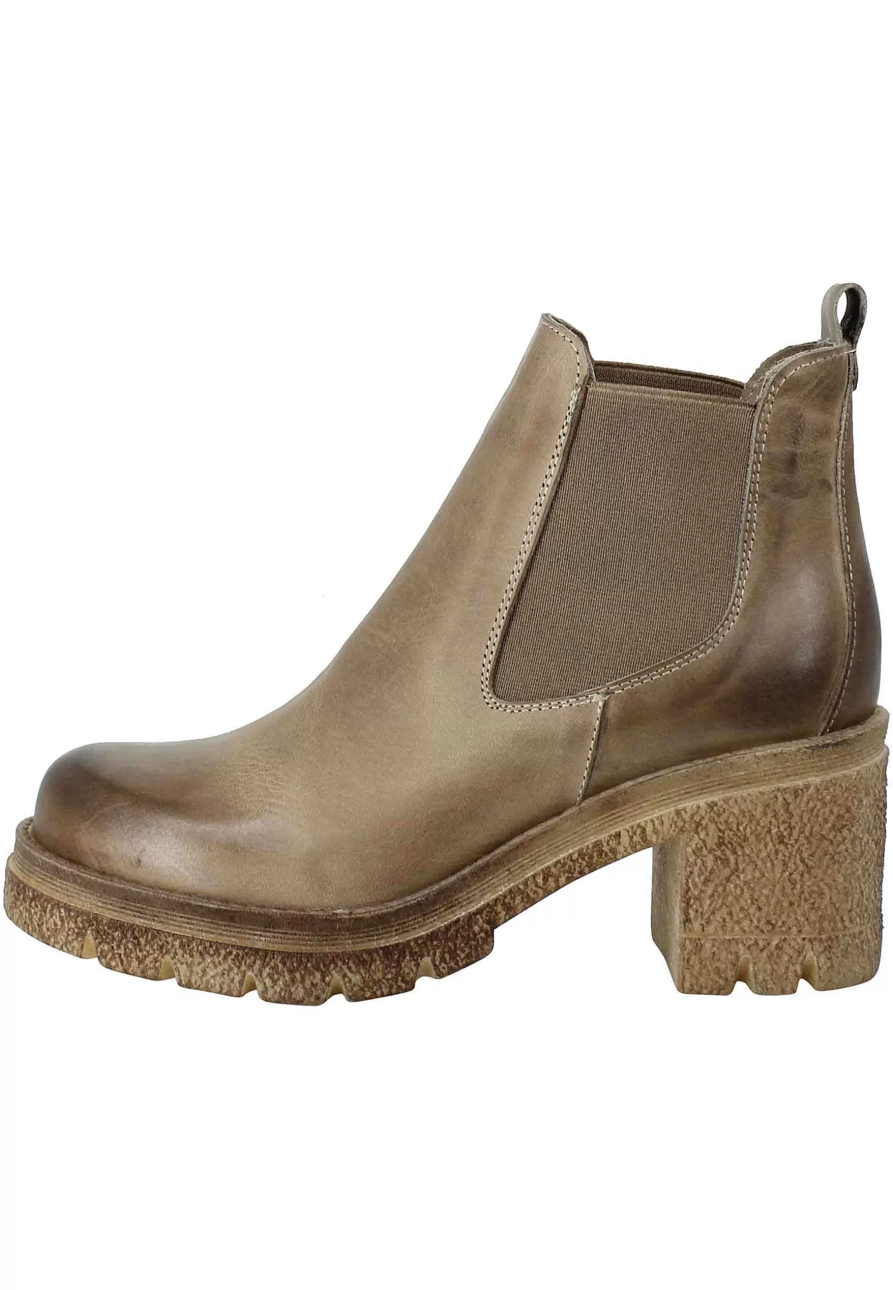 Stivaletti Beatles Donna In Pelle Taupe Fondo In Gomma E Tacco Alto** Best Sale