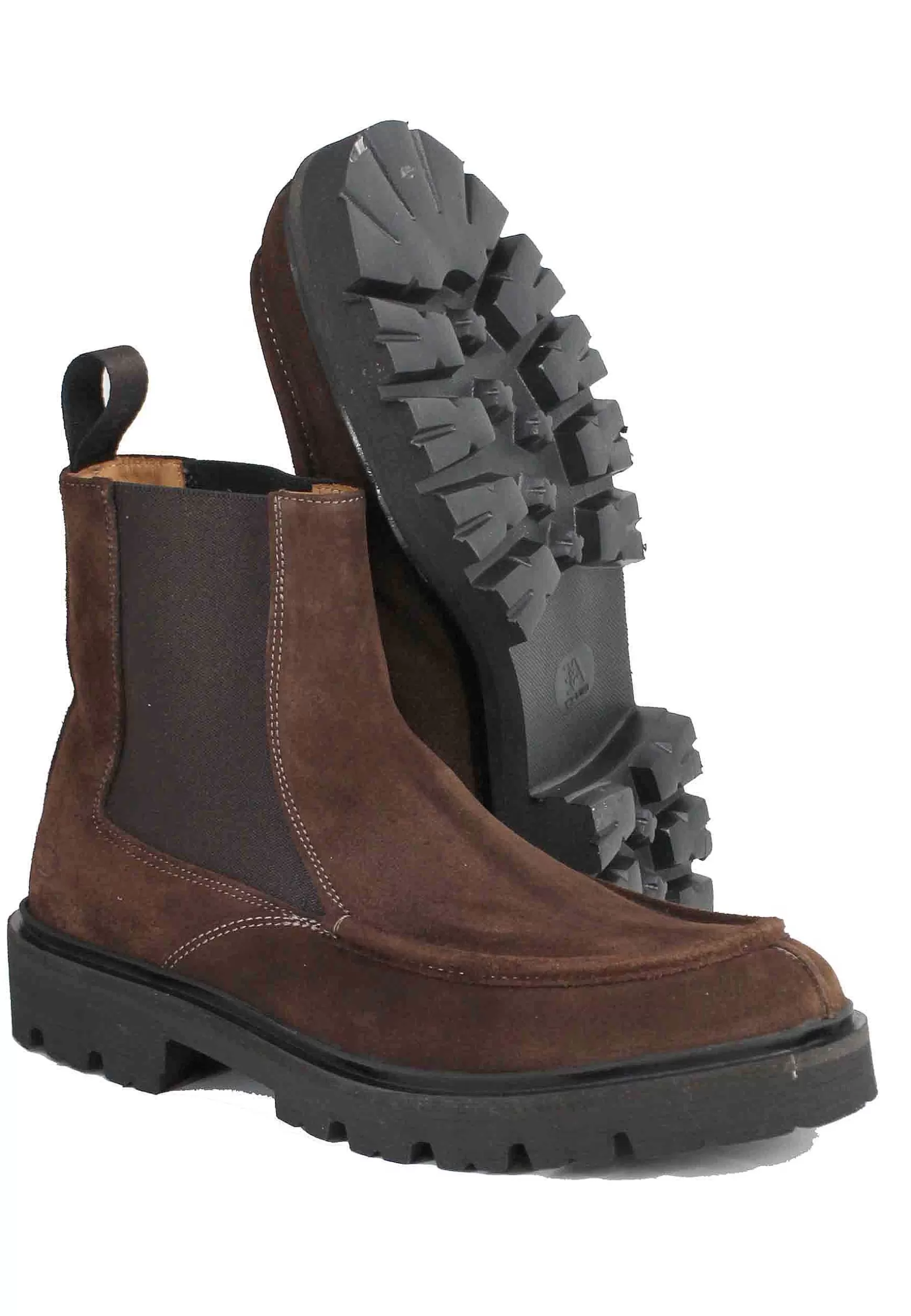Stivaletti Beatles Uomo In Camoscio Testa Di Moro Con Vaschetta Cucita*Rogal Flash Sale