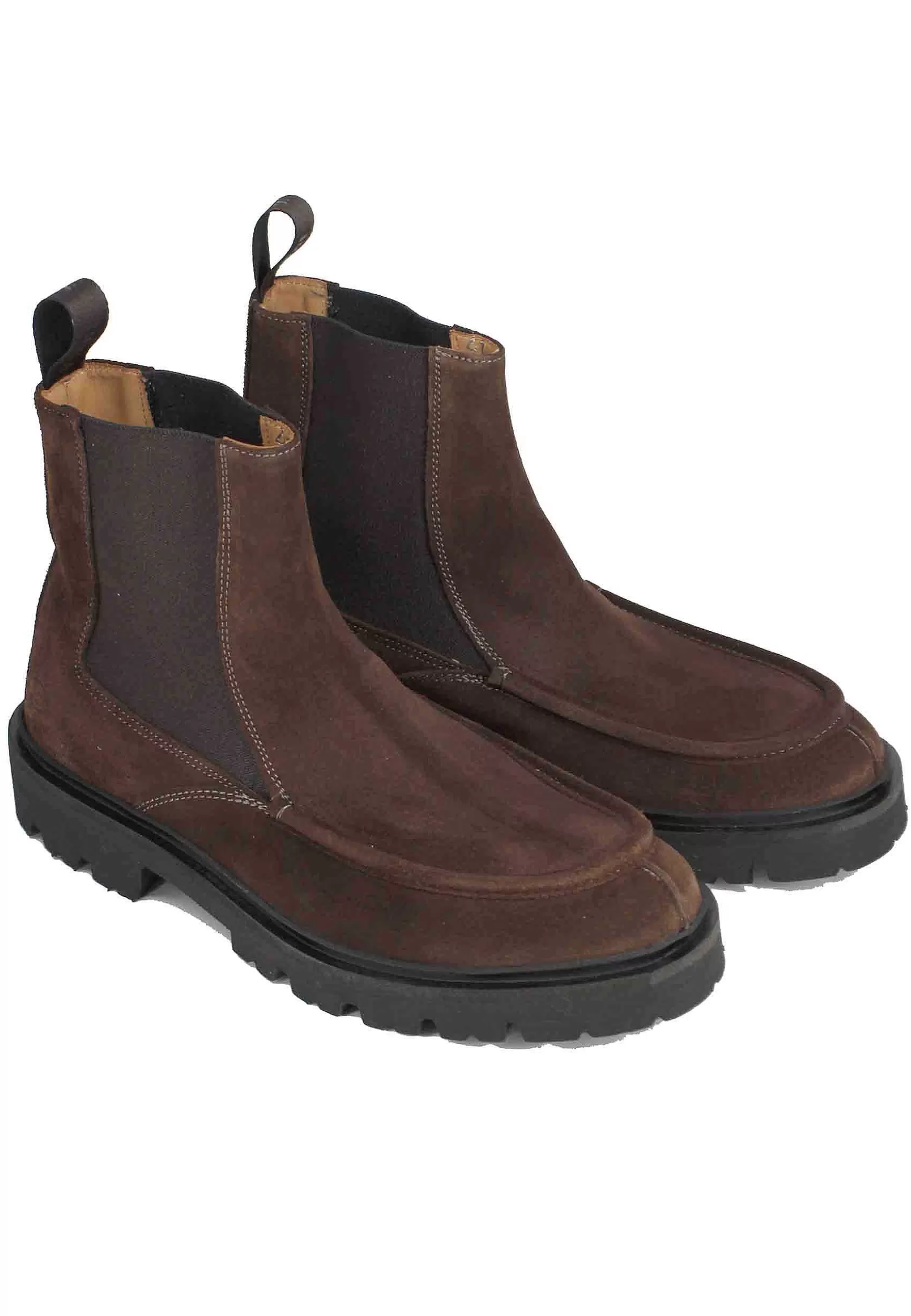 Stivaletti Beatles Uomo In Camoscio Testa Di Moro Con Vaschetta Cucita*Rogal Flash Sale
