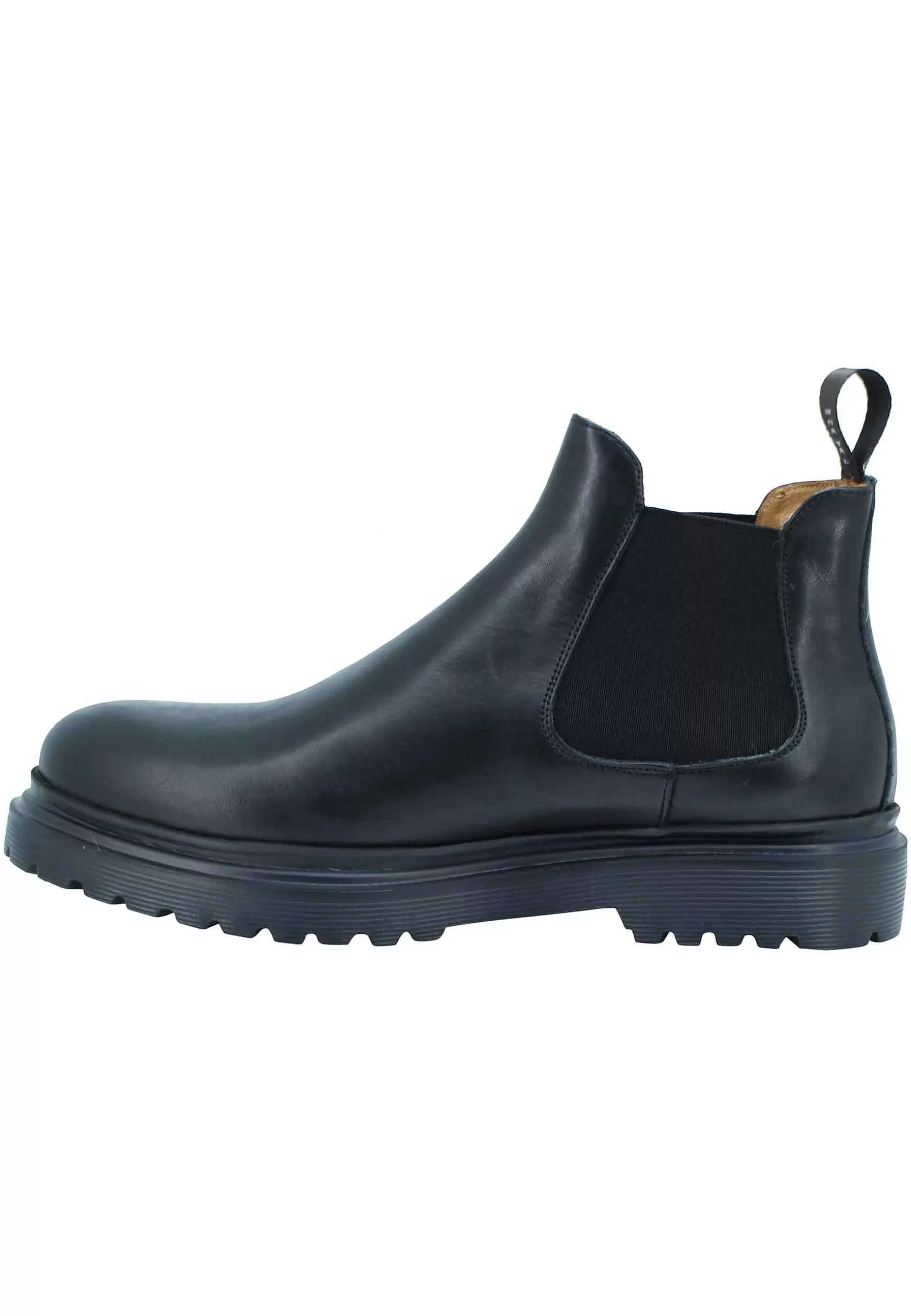 Stivaletti Beatles Uomo In Pelle Invecchiata Nera E Fondo Carrarmato*Rogal Cheap
