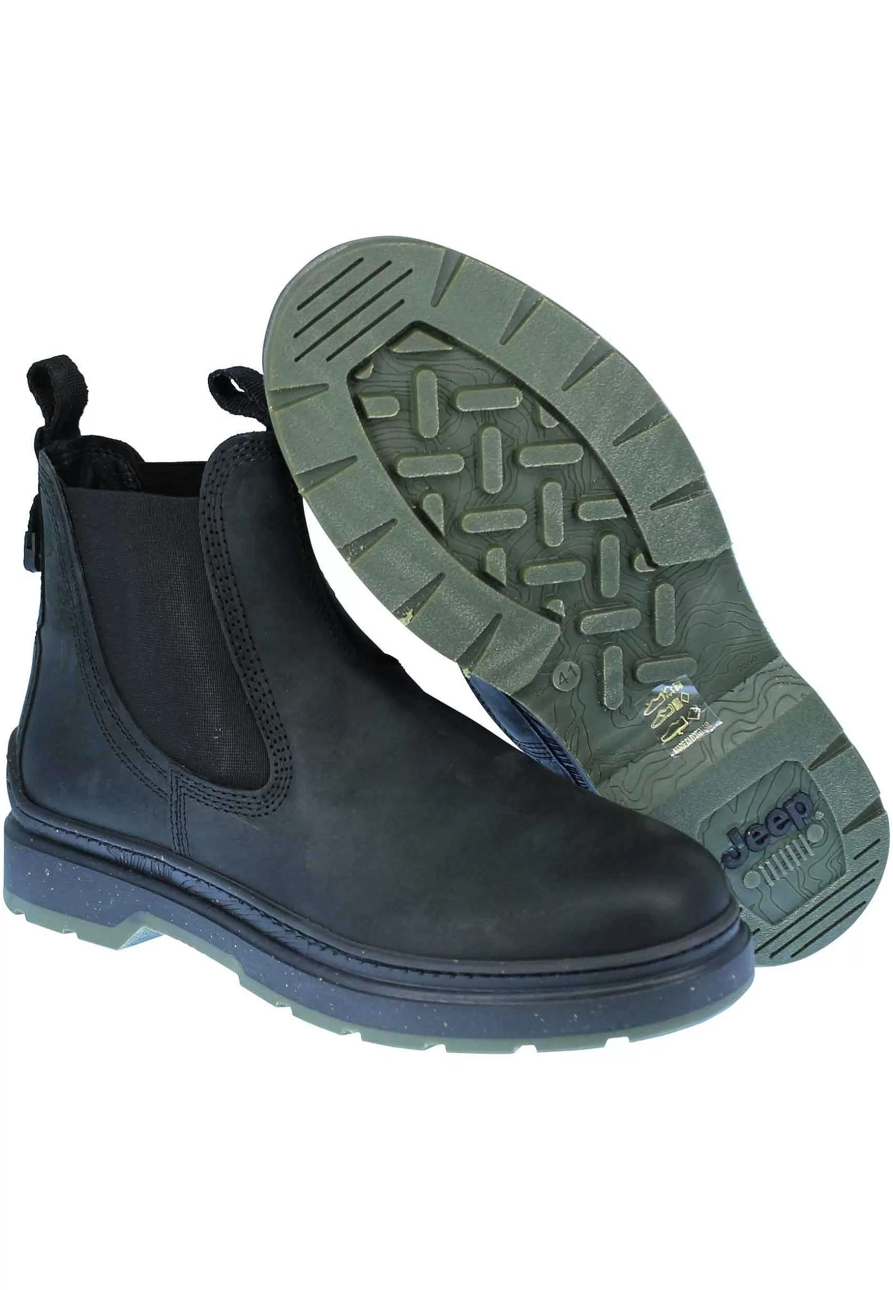 Stivaletti Beatles Uomo Red Rock In Pelle Nera Con Fondo Gomma Carrarmato*Jeep Discount