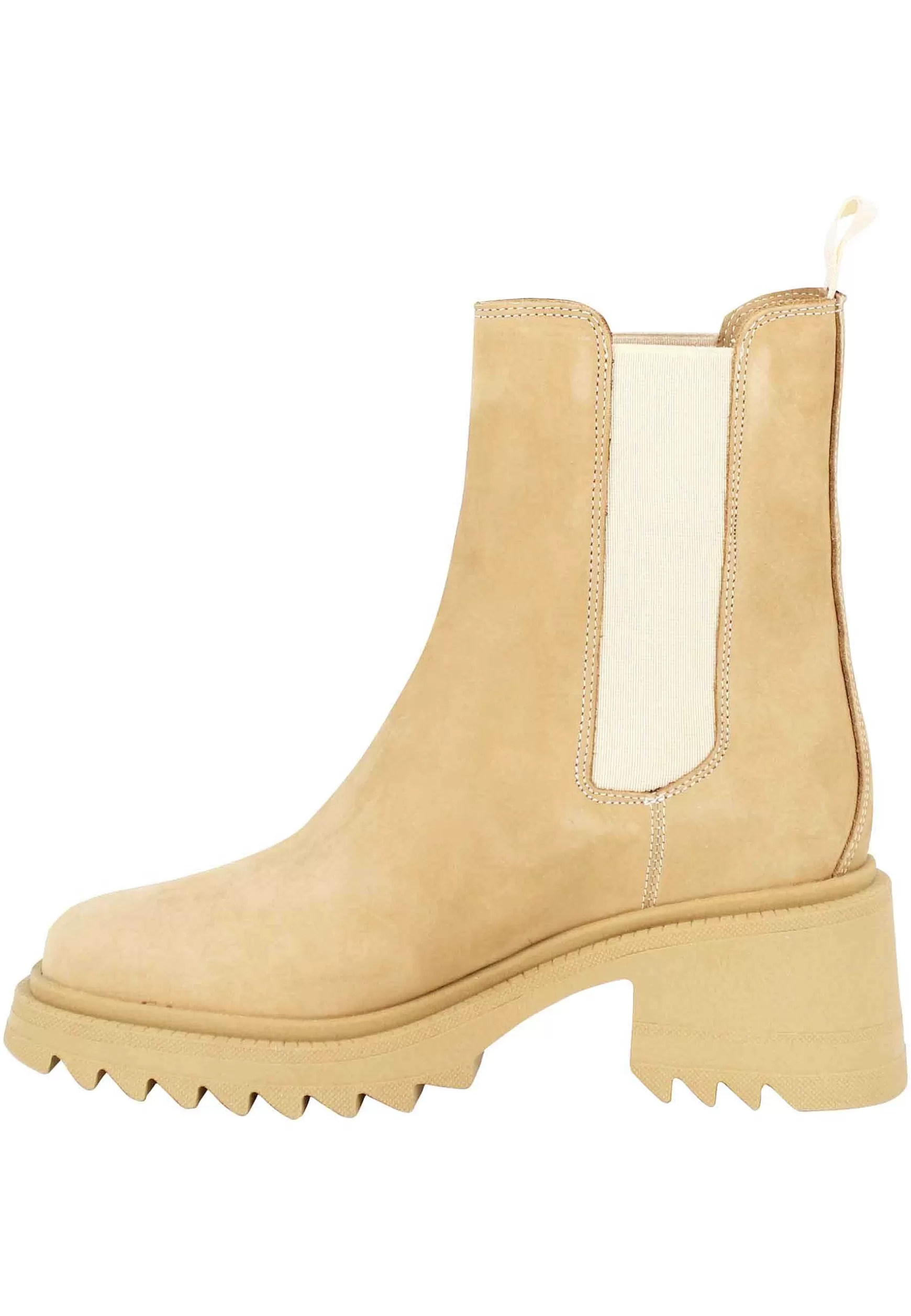 Stivaletti Chelsea Boot Donna In Camoscio Beige Con Tirante E Fondo Carrarmato*Onakò Outlet