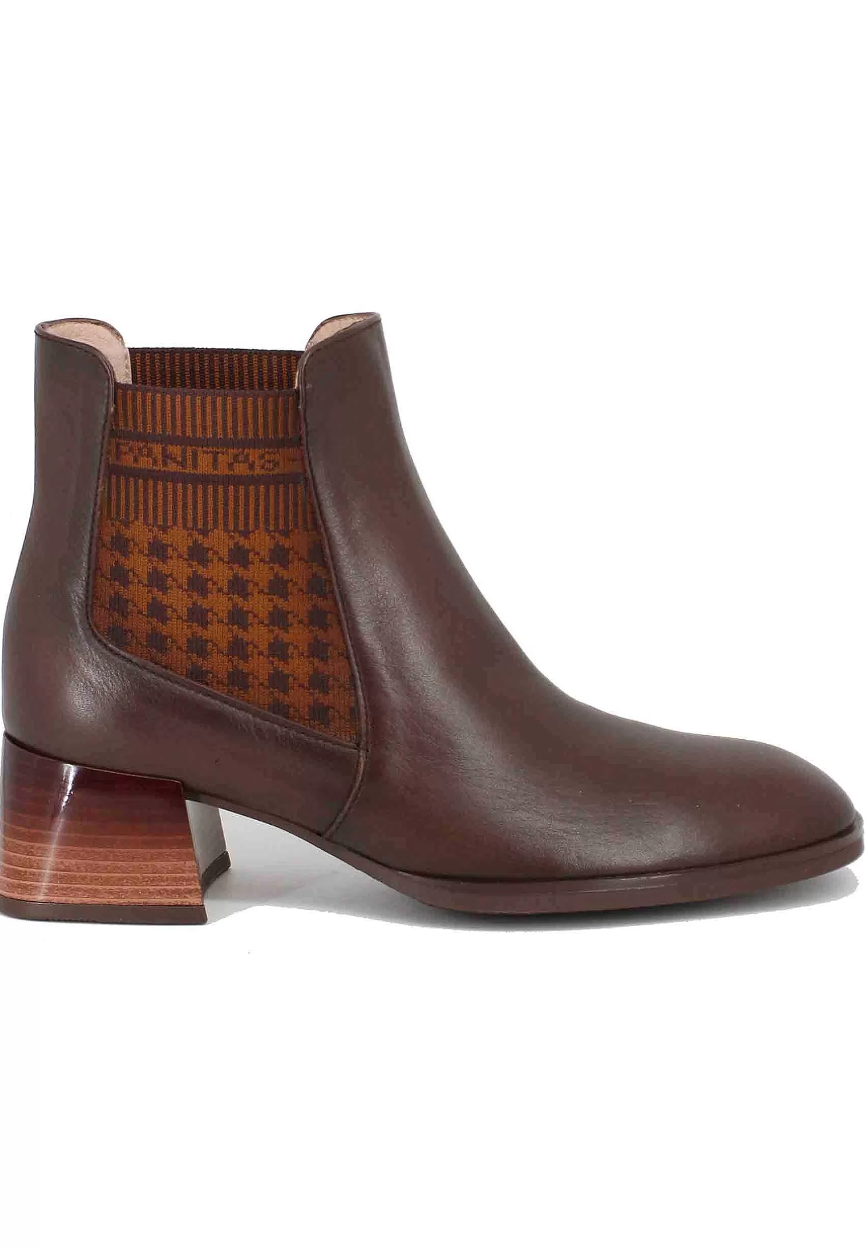 Stivaletti Chelsea Boot Donna In Pelle Marrone Con Tacco Basso*Hispanitas Cheap