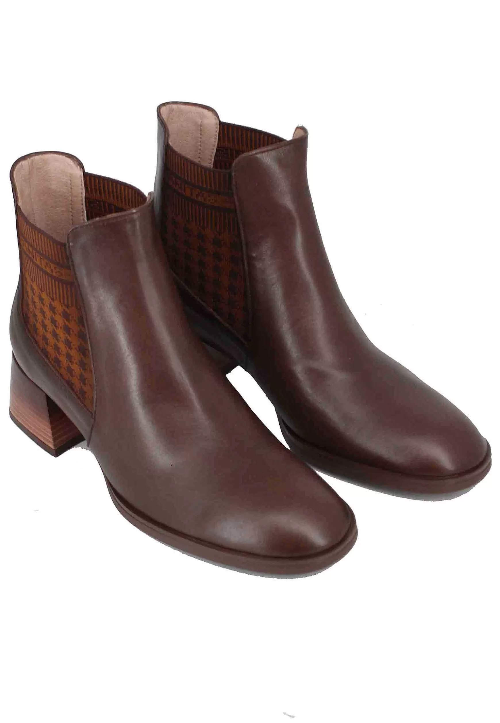 Stivaletti Chelsea Boot Donna In Pelle Marrone Con Tacco Basso*Hispanitas Cheap