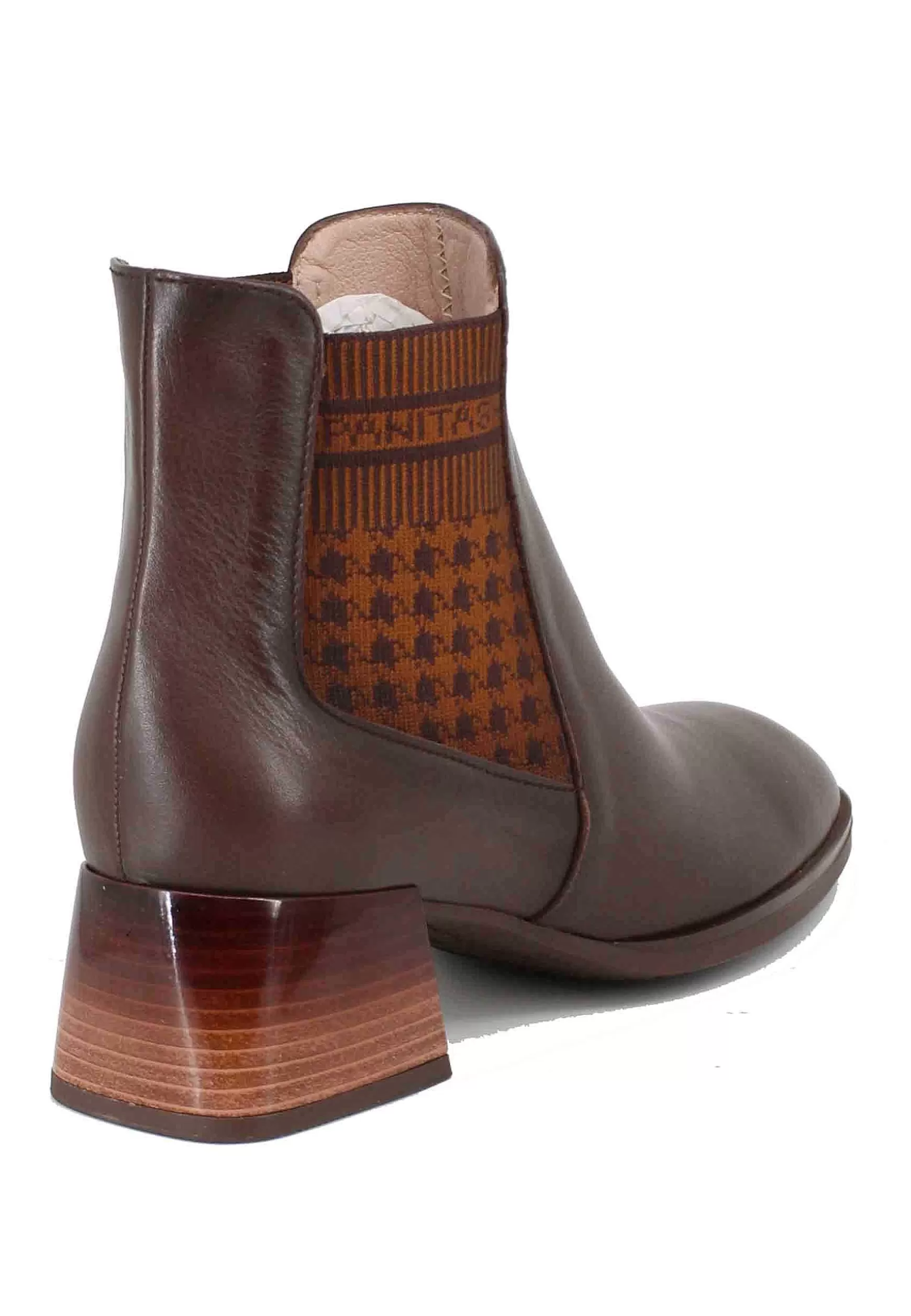 Stivaletti Chelsea Boot Donna In Pelle Marrone Con Tacco Basso*Hispanitas Cheap