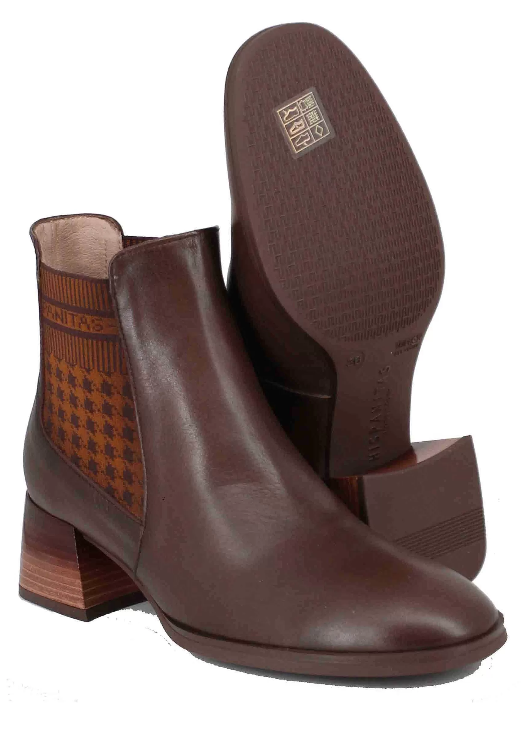 Stivaletti Chelsea Boot Donna In Pelle Marrone Con Tacco Basso*Hispanitas Cheap