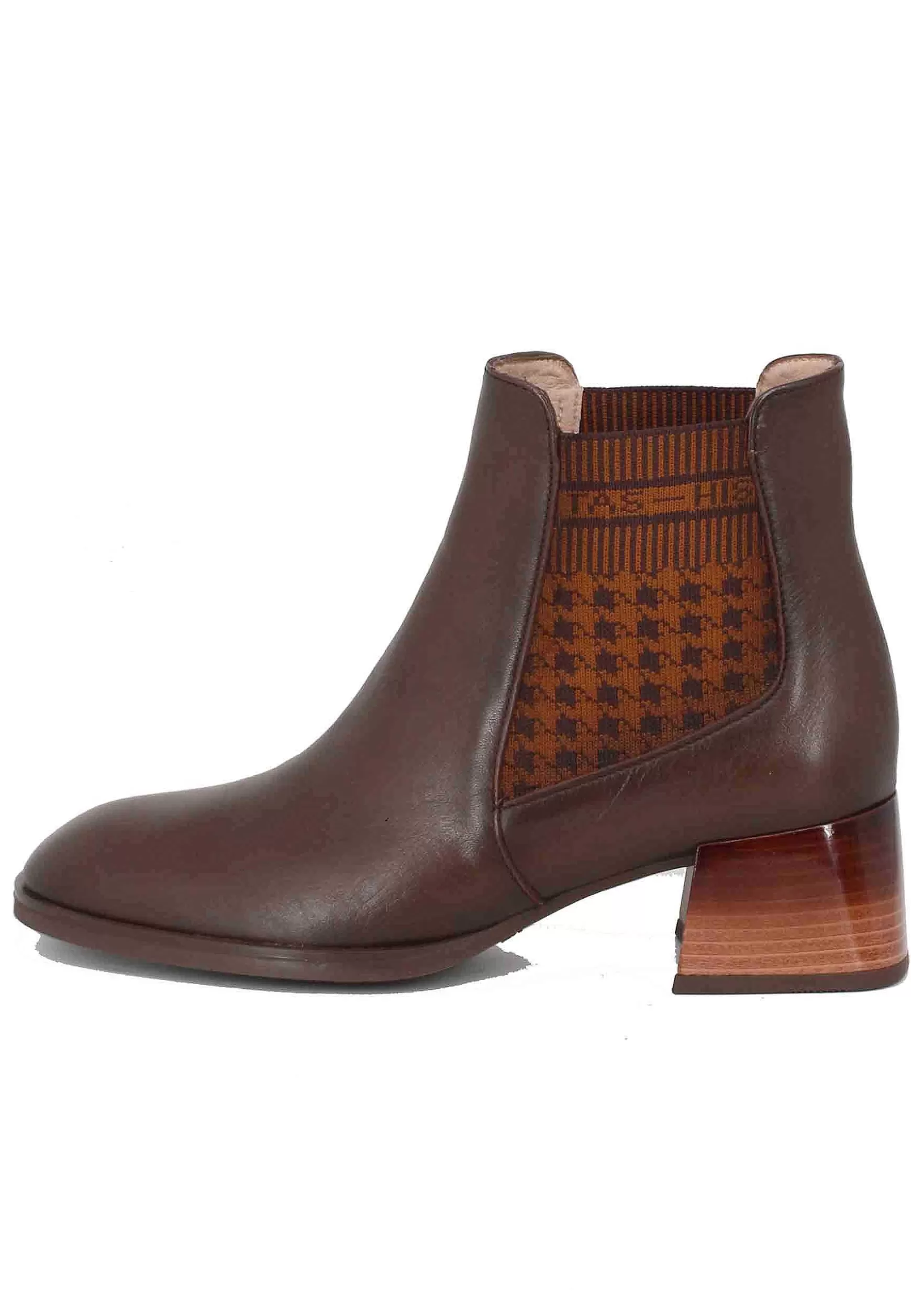 Stivaletti Chelsea Boot Donna In Pelle Marrone Con Tacco Basso*Hispanitas Cheap