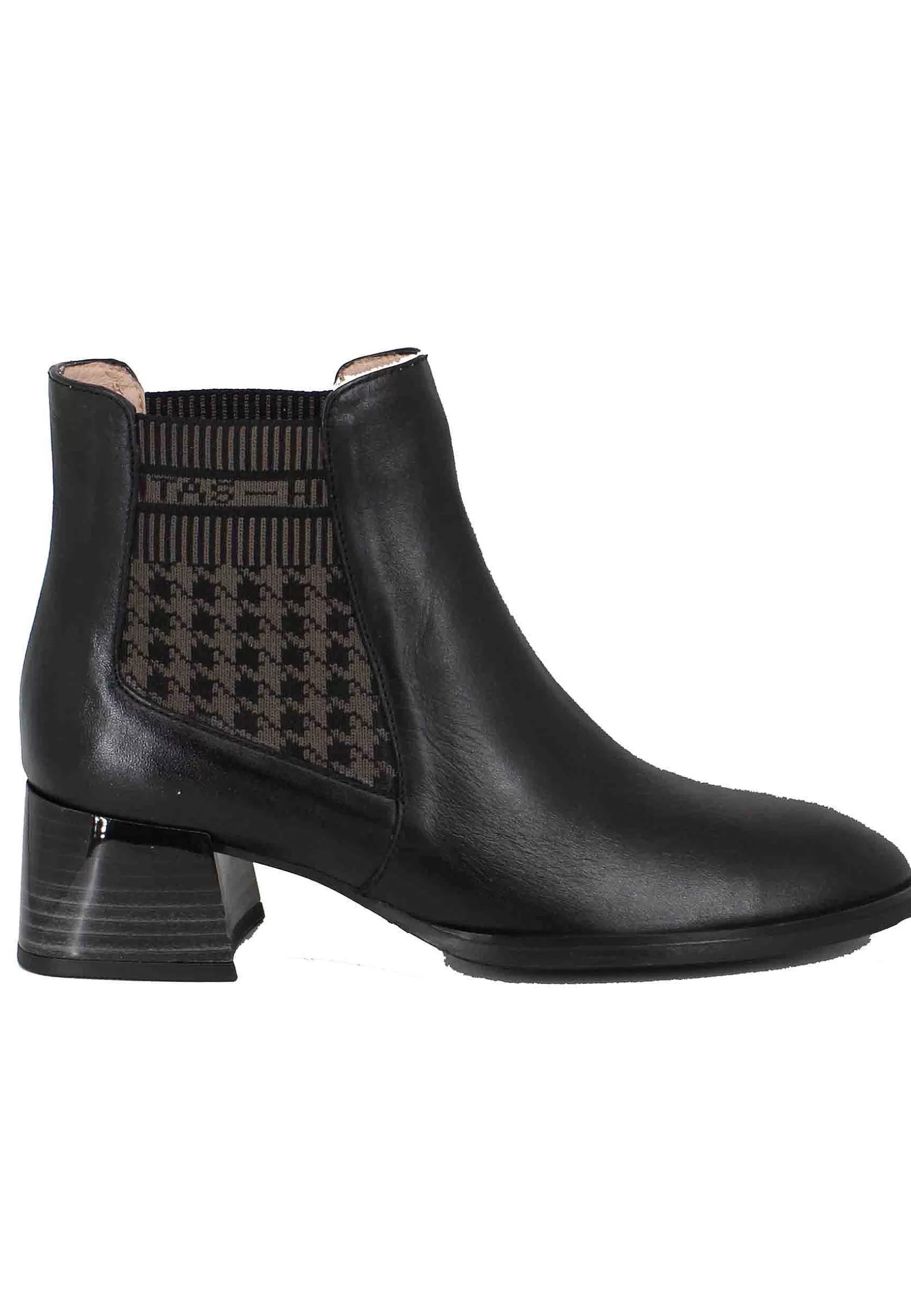 Stivaletti Chelsea Boot Donna In Pelle Nera Con Tacco Basso*Hispanitas Fashion