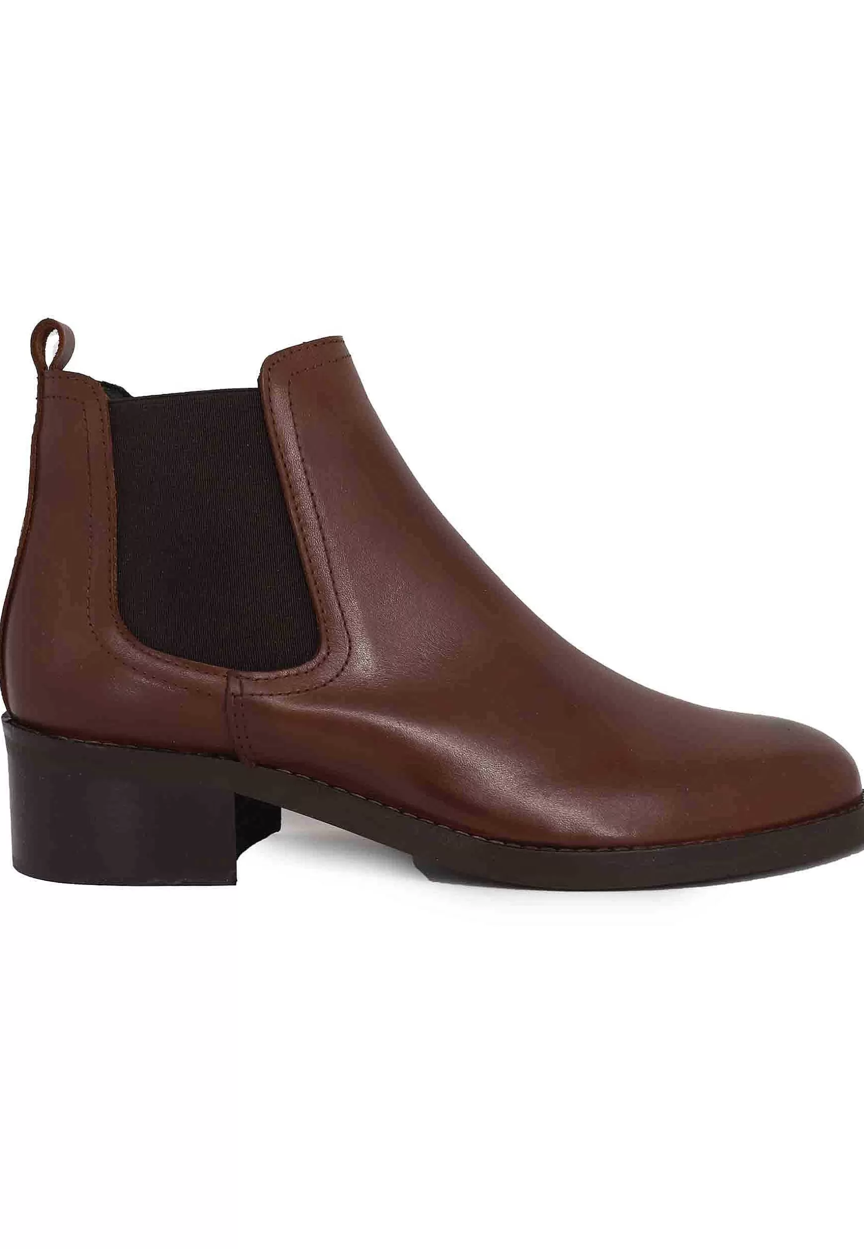 Stivaletti Chelsea Boot In Pelle Marrone Con Punta Tonda E Tacco Basso** Online