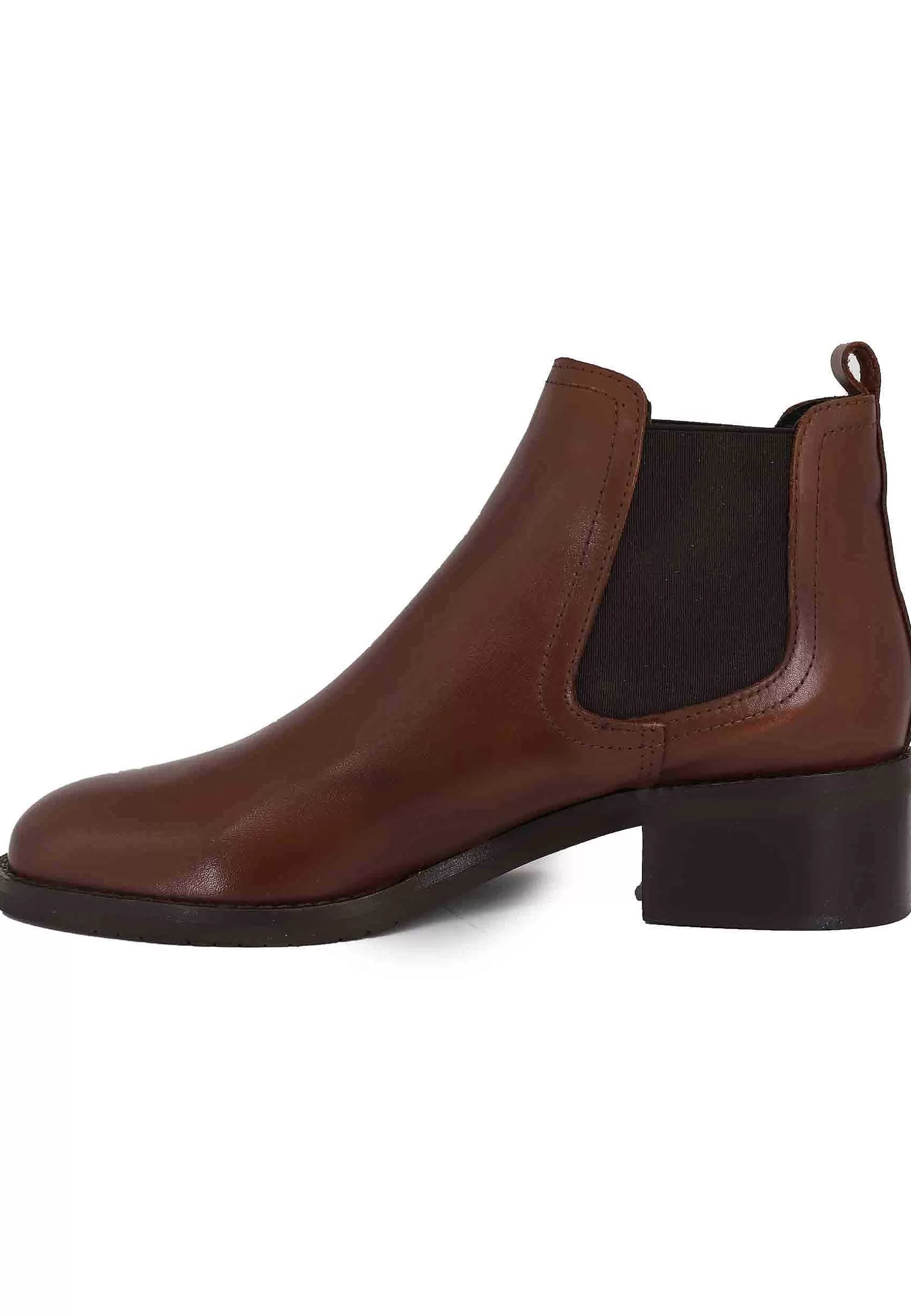 Stivaletti Chelsea Boot In Pelle Marrone Con Punta Tonda E Tacco Basso** Online