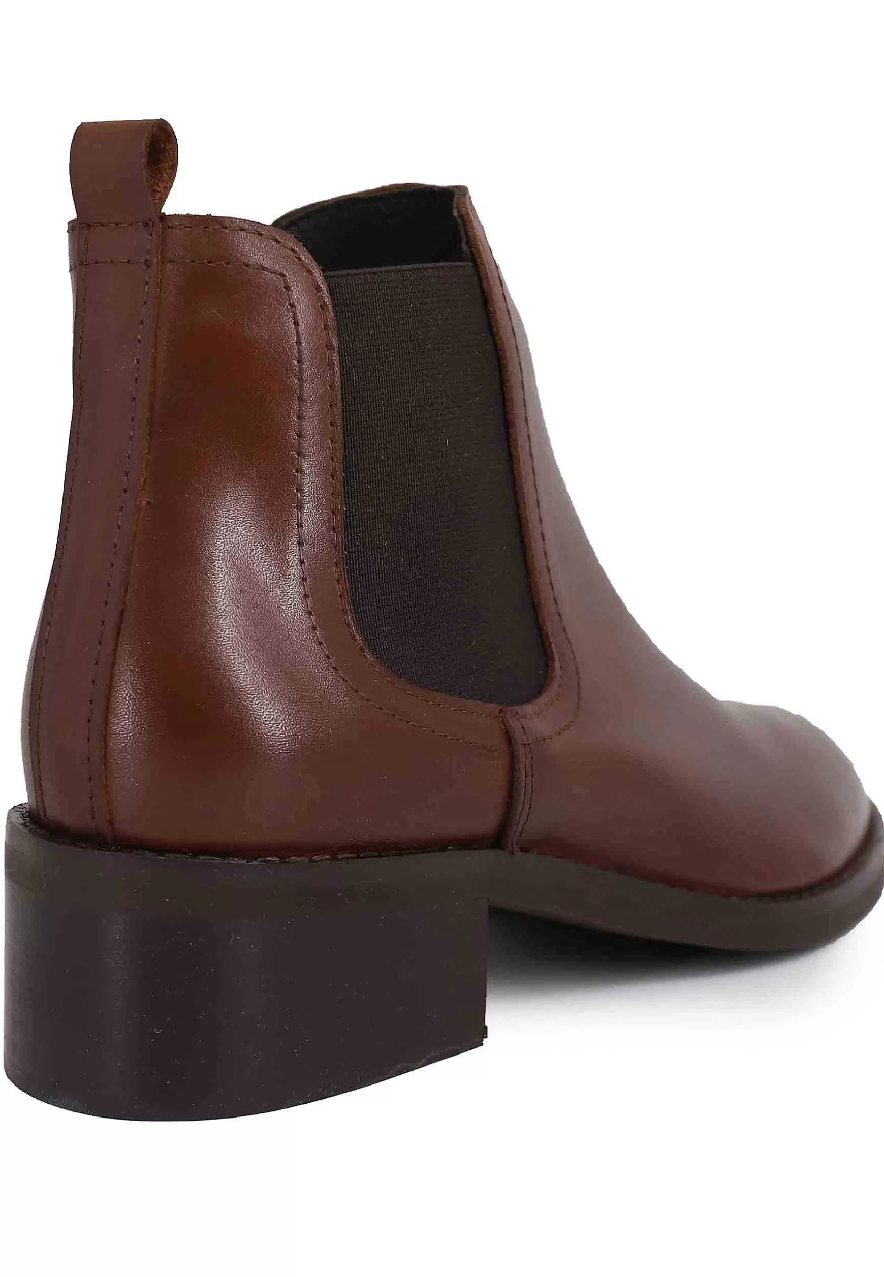 Stivaletti Chelsea Boot In Pelle Marrone Con Punta Tonda E Tacco Basso** Online