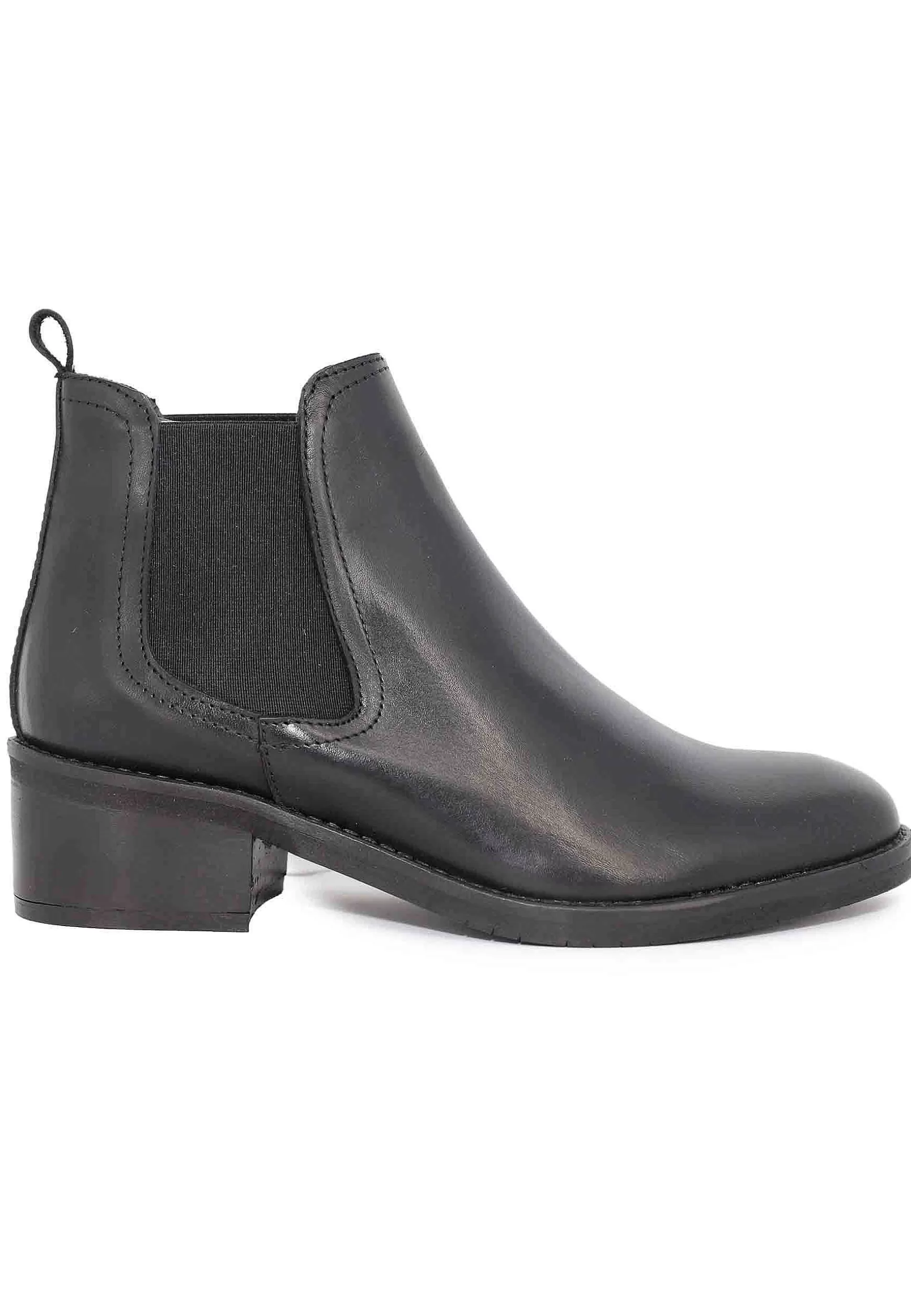 Stivaletti Chelsea Boot In Pelle Nera Con Punta Tonda E Tacco Basso** Clearance