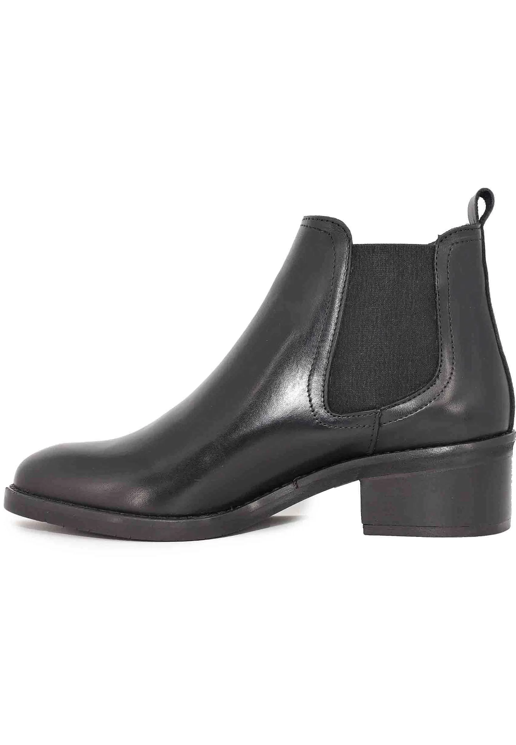 Stivaletti Chelsea Boot In Pelle Nera Con Punta Tonda E Tacco Basso** Clearance