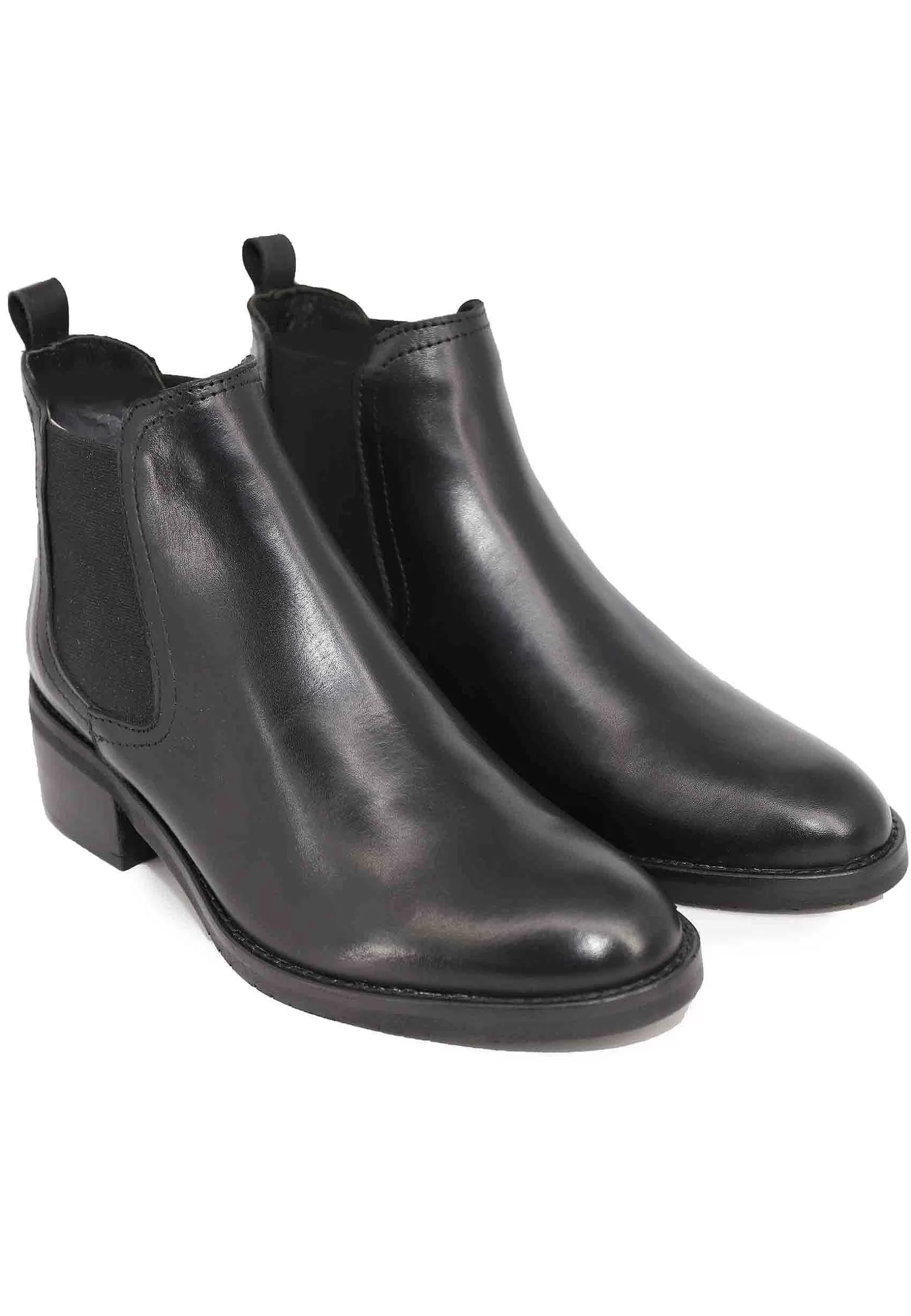 Stivaletti Chelsea Boot In Pelle Nera Con Punta Tonda E Tacco Basso** Clearance