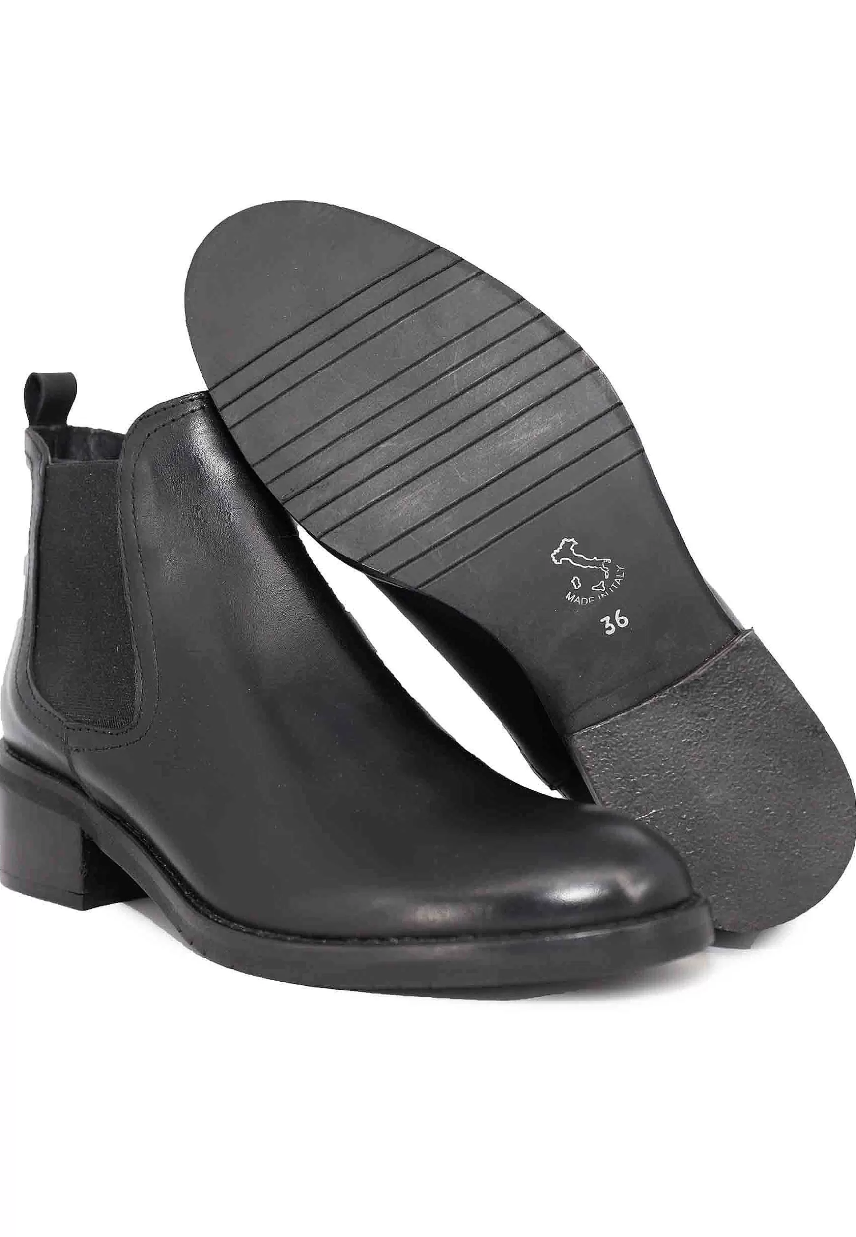 Stivaletti Chelsea Boot In Pelle Nera Con Punta Tonda E Tacco Basso** Clearance