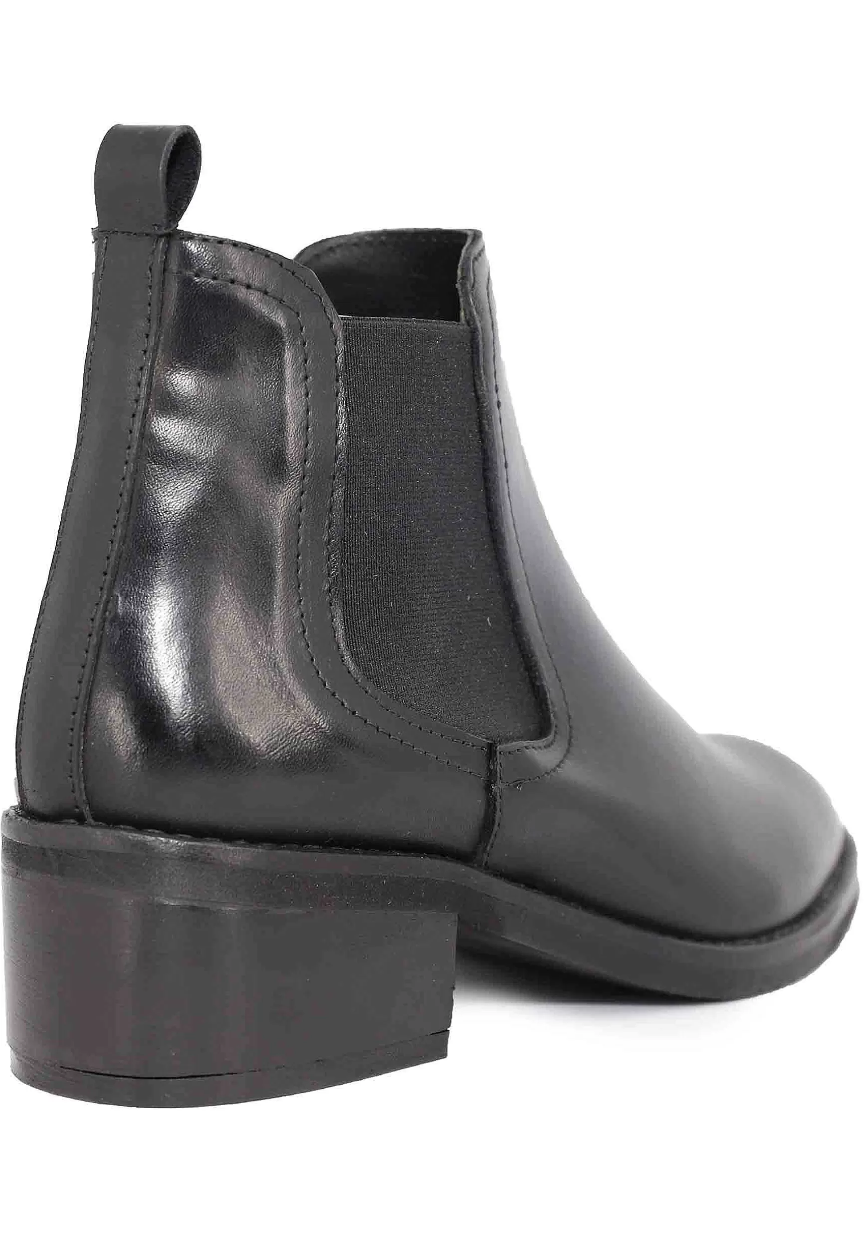 Stivaletti Chelsea Boot In Pelle Nera Con Punta Tonda E Tacco Basso** Clearance