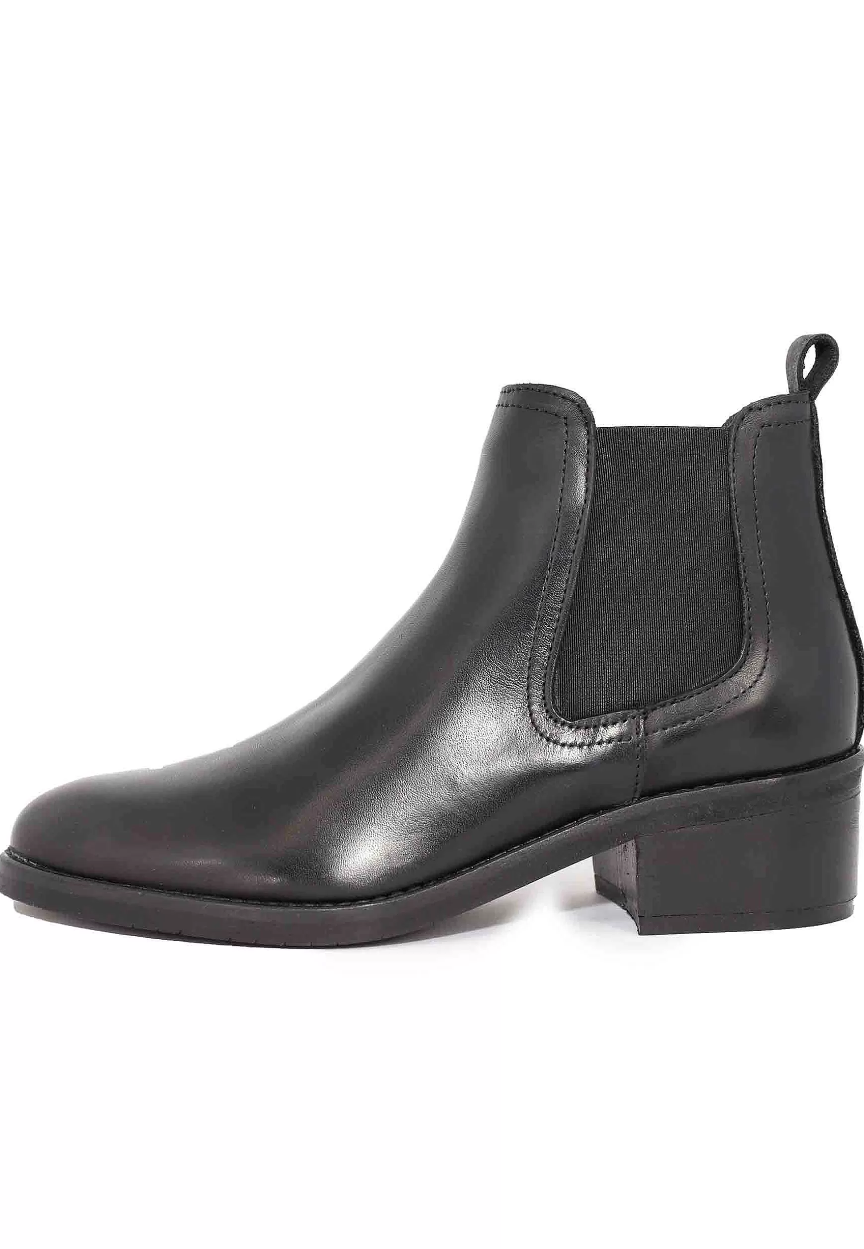 Stivaletti Chelsea Boot In Pelle Nera Con Punta Tonda E Tacco Basso** Clearance