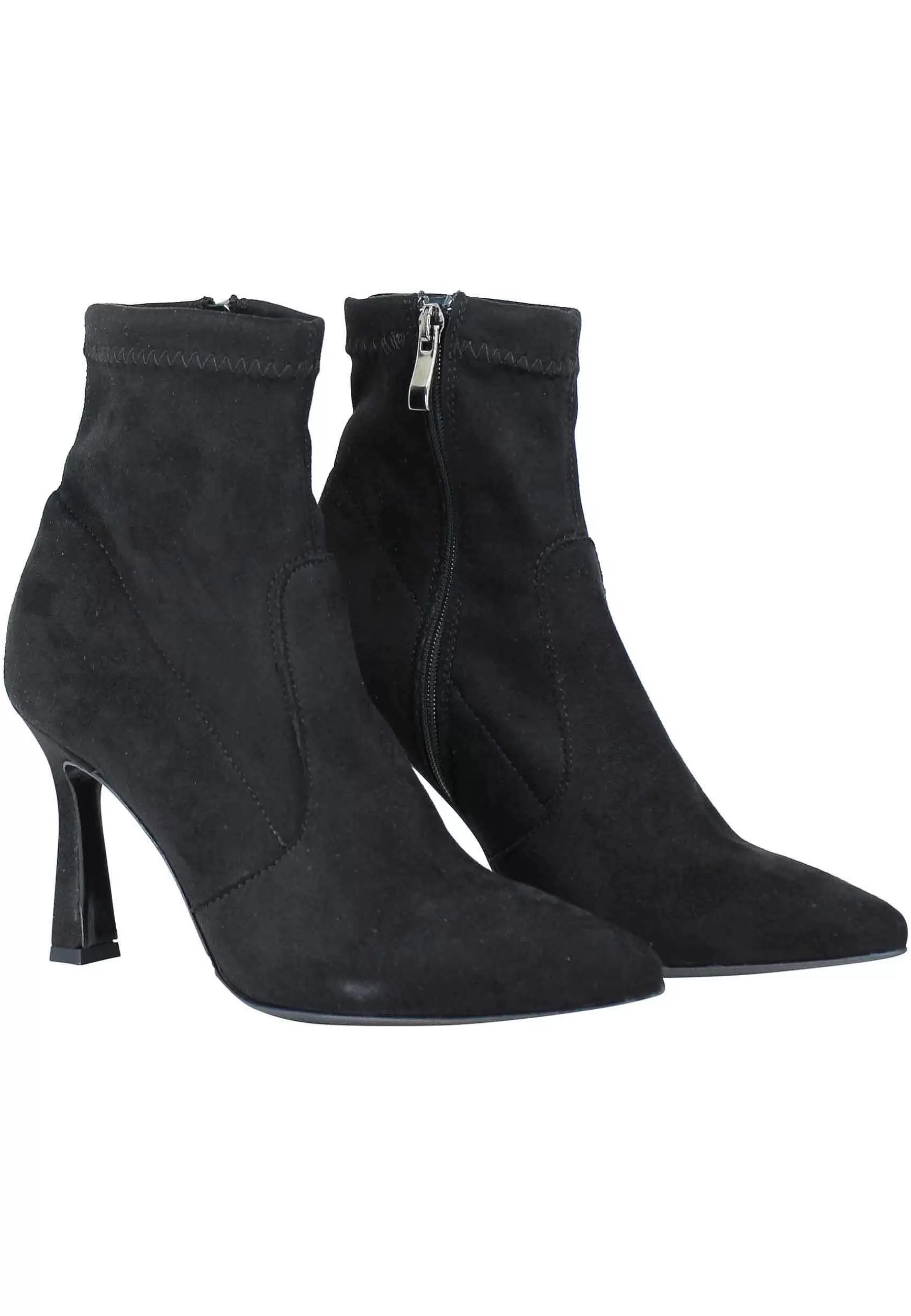 Stivaletti Da Donna In Camoscio Elasticizzato Nero A Punta Con Tacco Alto*Tattoo Outlet