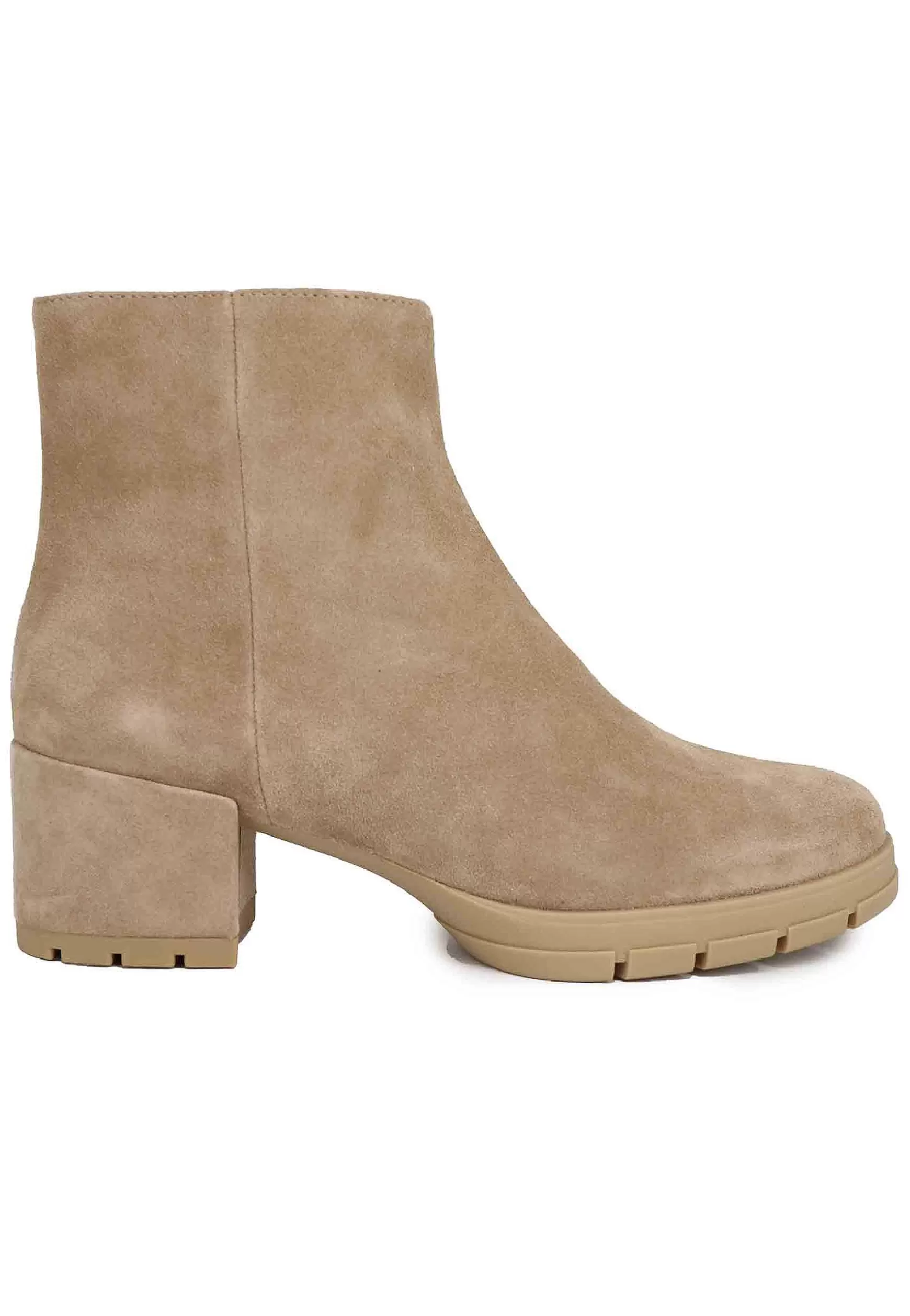 Stivaletti Donna In Camoscio Avorio Con Plateau In Gomma*Unisa Cheap