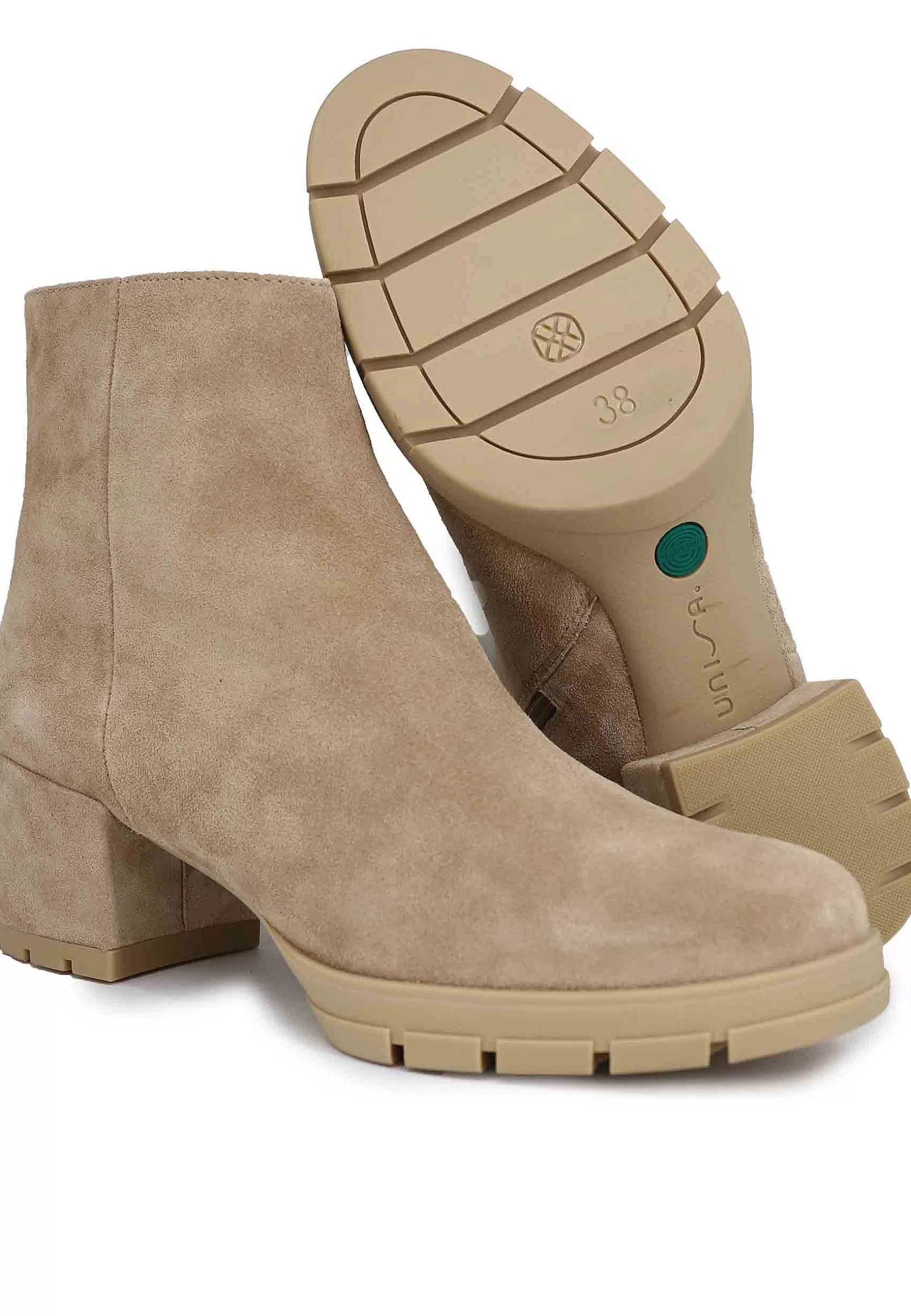 Stivaletti Donna In Camoscio Avorio Con Plateau In Gomma*Unisa Cheap