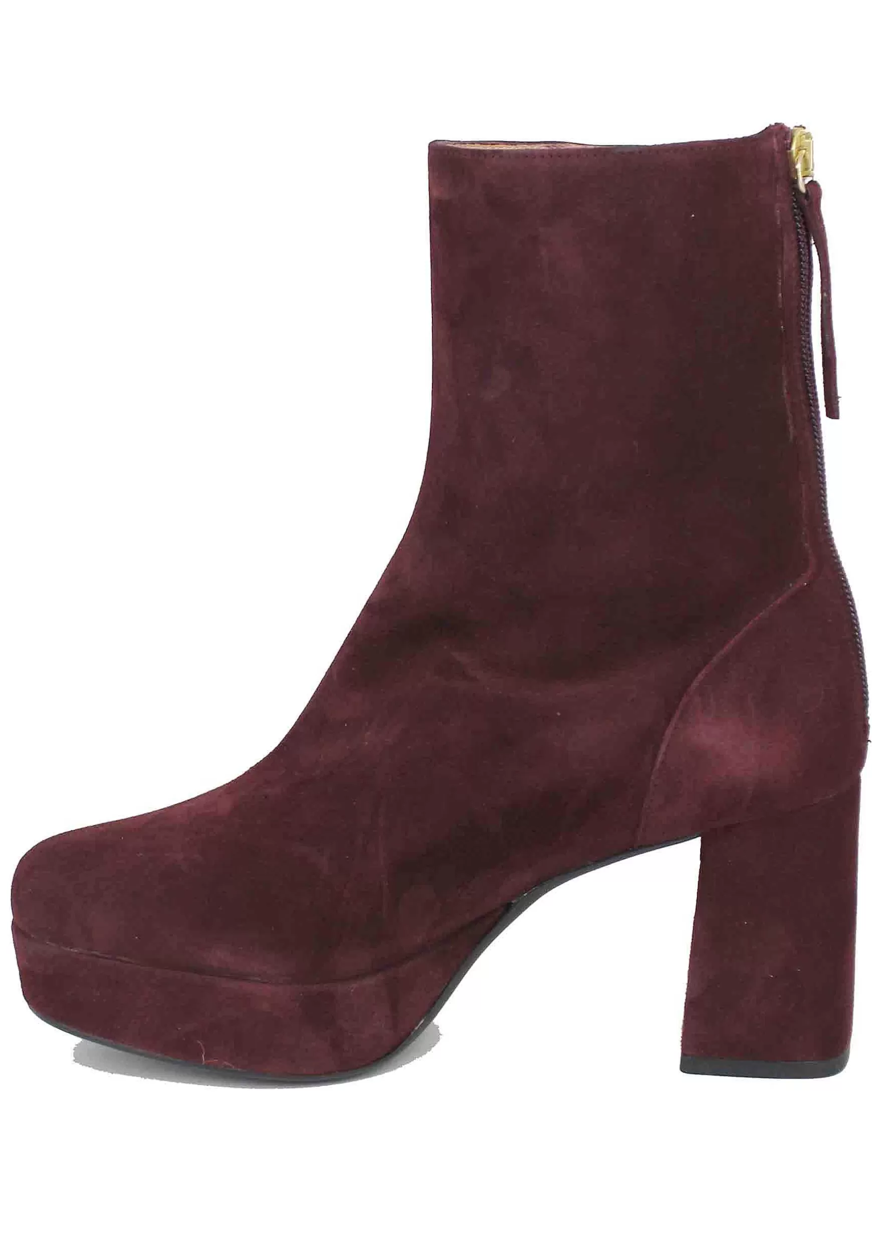 Stivaletti Donna In Camoscio Bordeaux Con Tacco E Plateau*Unisa Best