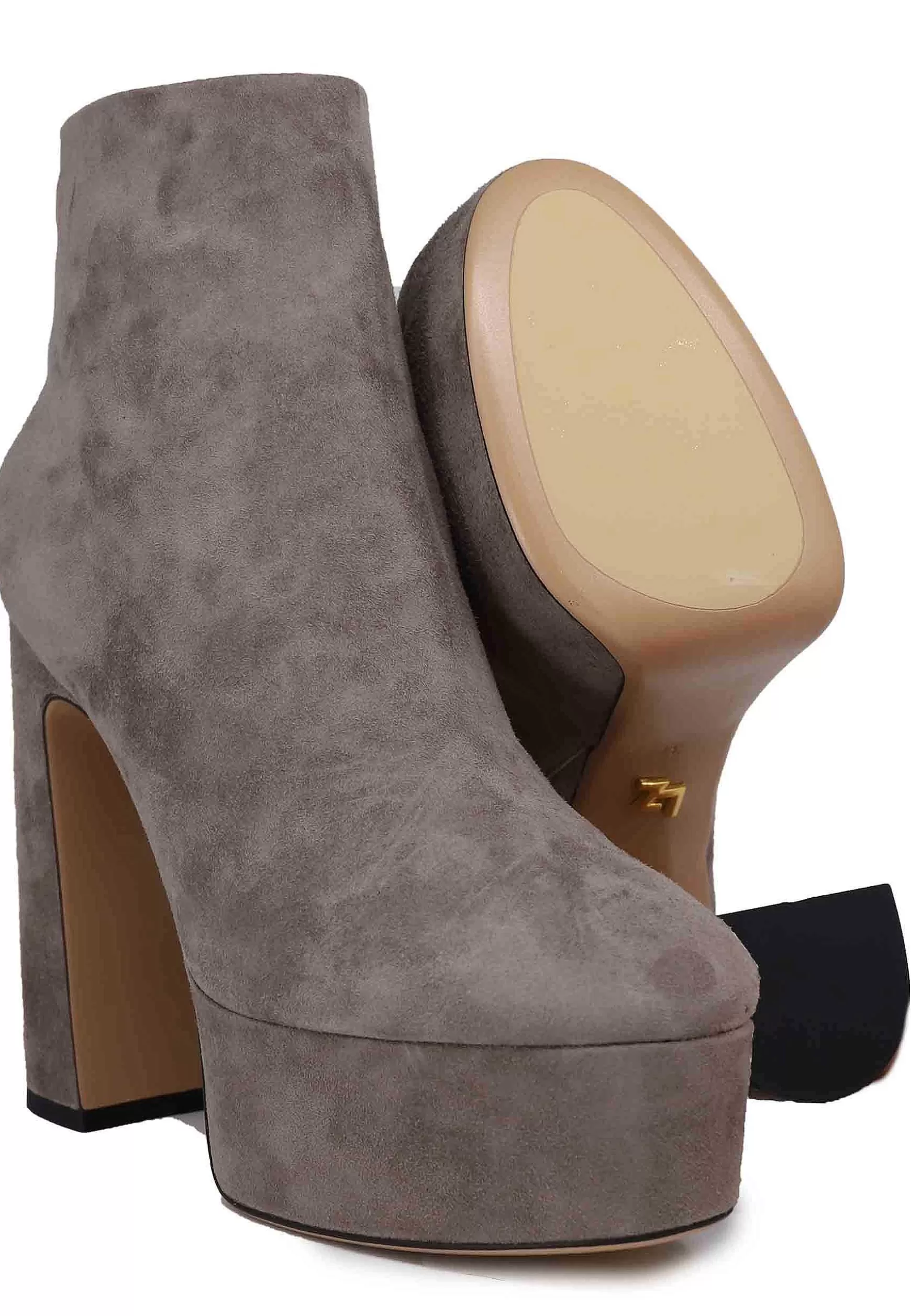 Stivaletti Donna In Camoscio Grigio Con Tacco Alto E Plateau Manerbe*Lola Cruz Fashion