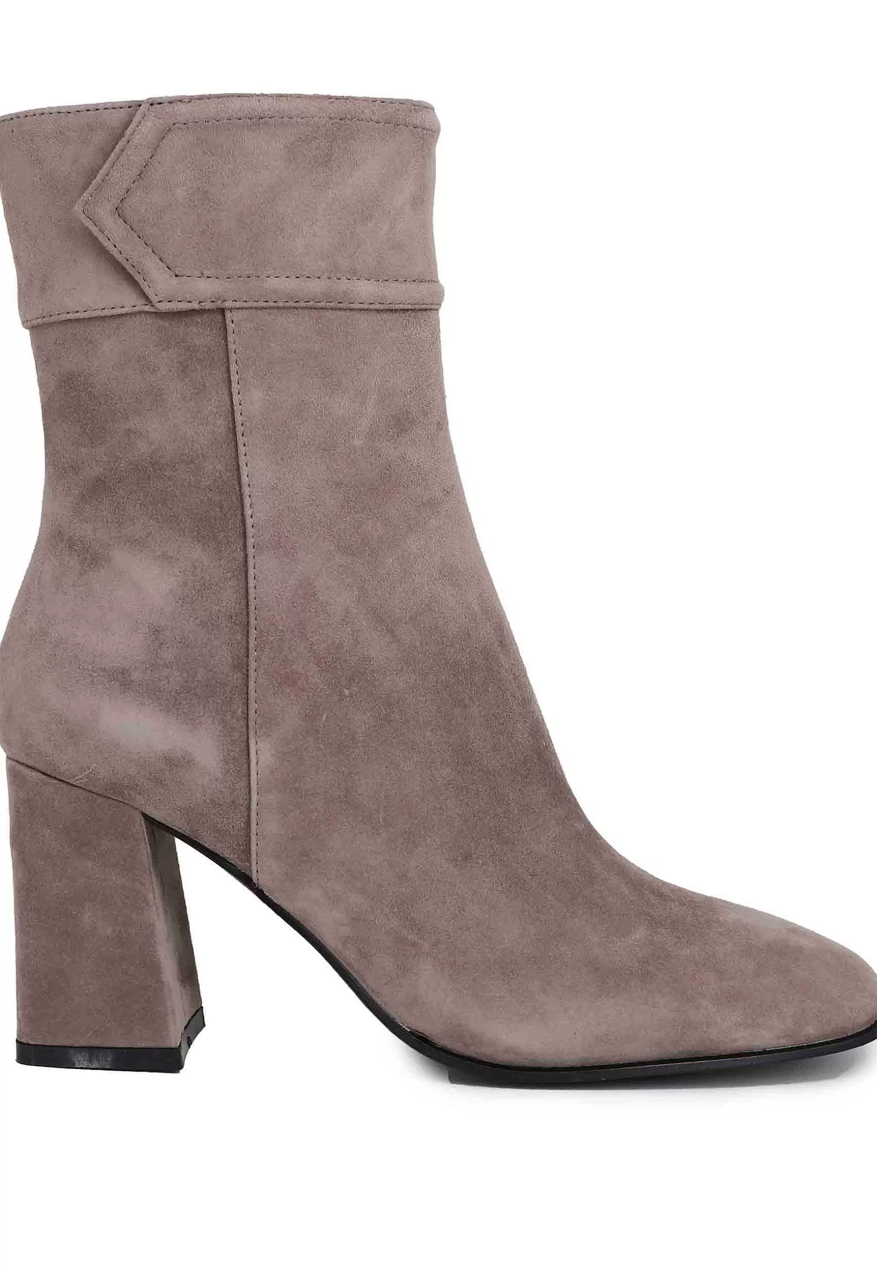 Stivaletti Donna In Camoscio Grigio Con Tacco Alto E Punta Quadra Chisinau*Bibi Lou New