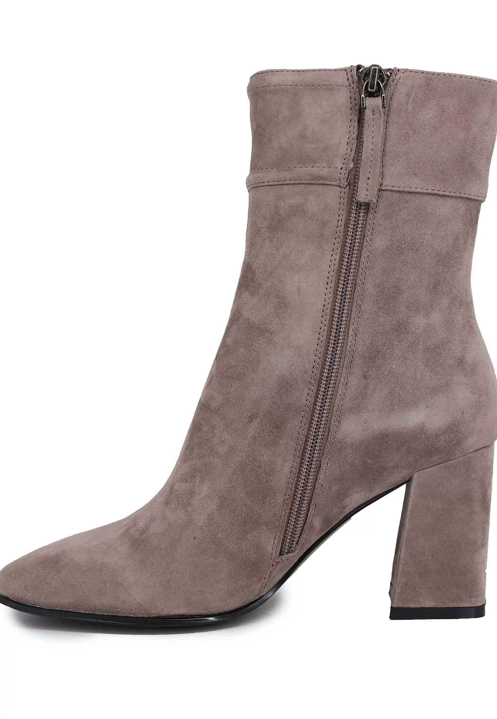 Stivaletti Donna In Camoscio Grigio Con Tacco Alto E Punta Quadra Chisinau*Bibi Lou New