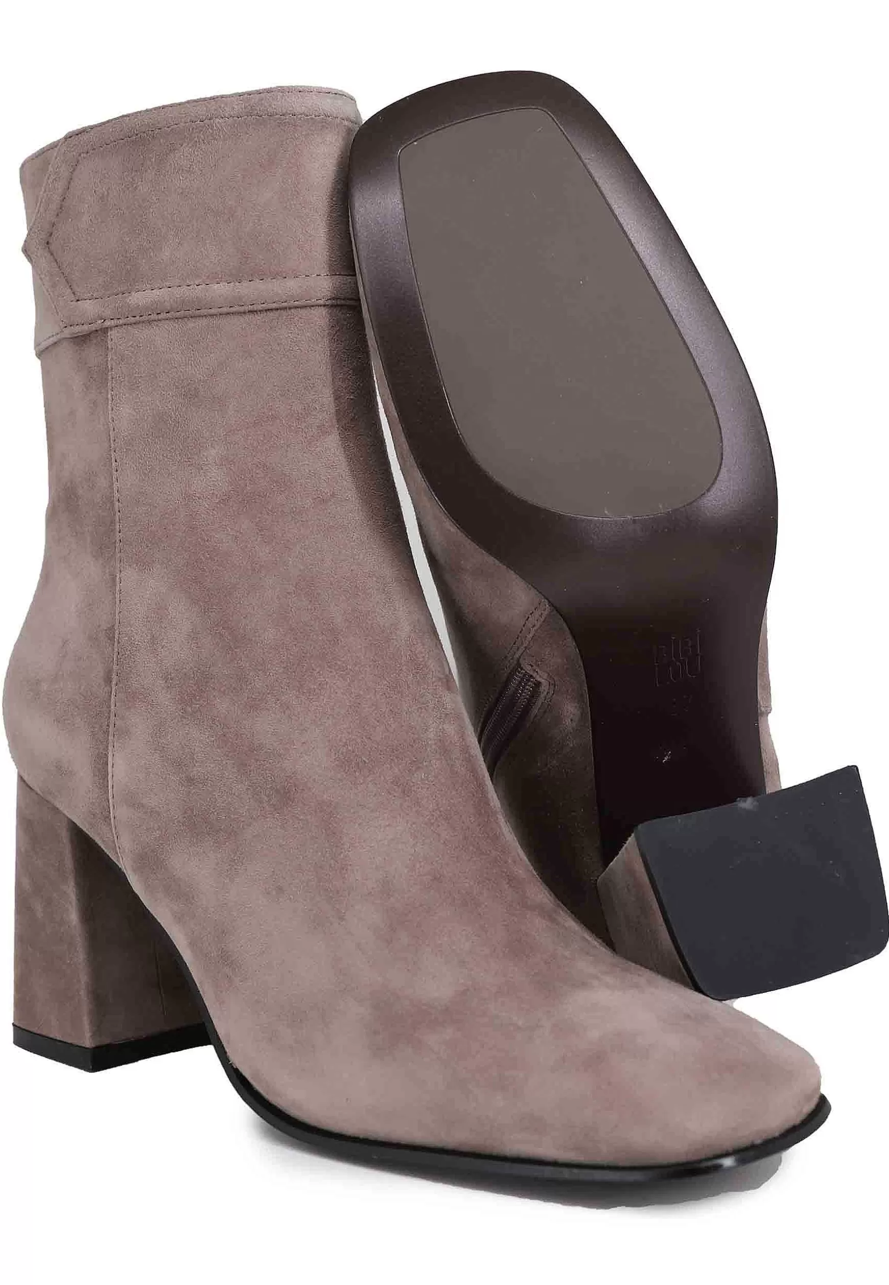 Stivaletti Donna In Camoscio Grigio Con Tacco Alto E Punta Quadra Chisinau*Bibi Lou New