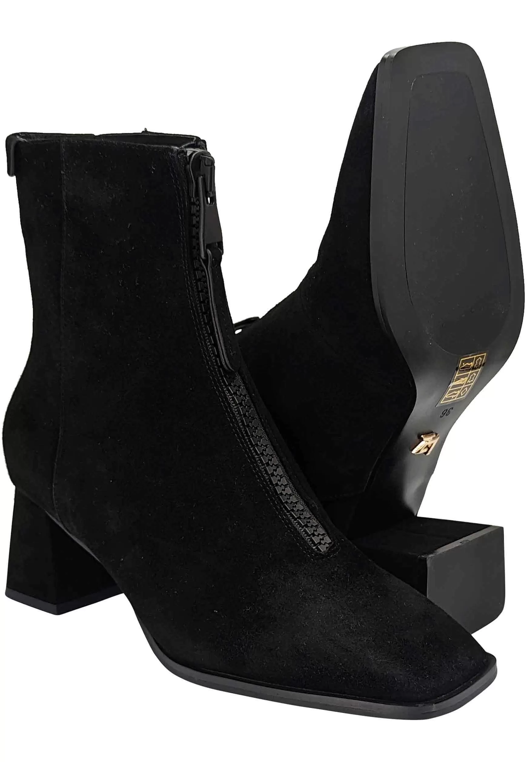 Stivaletti Donna In Camoscio Nero Con Punta Quadra E Tacco Medio*Lola Cruz Cheap