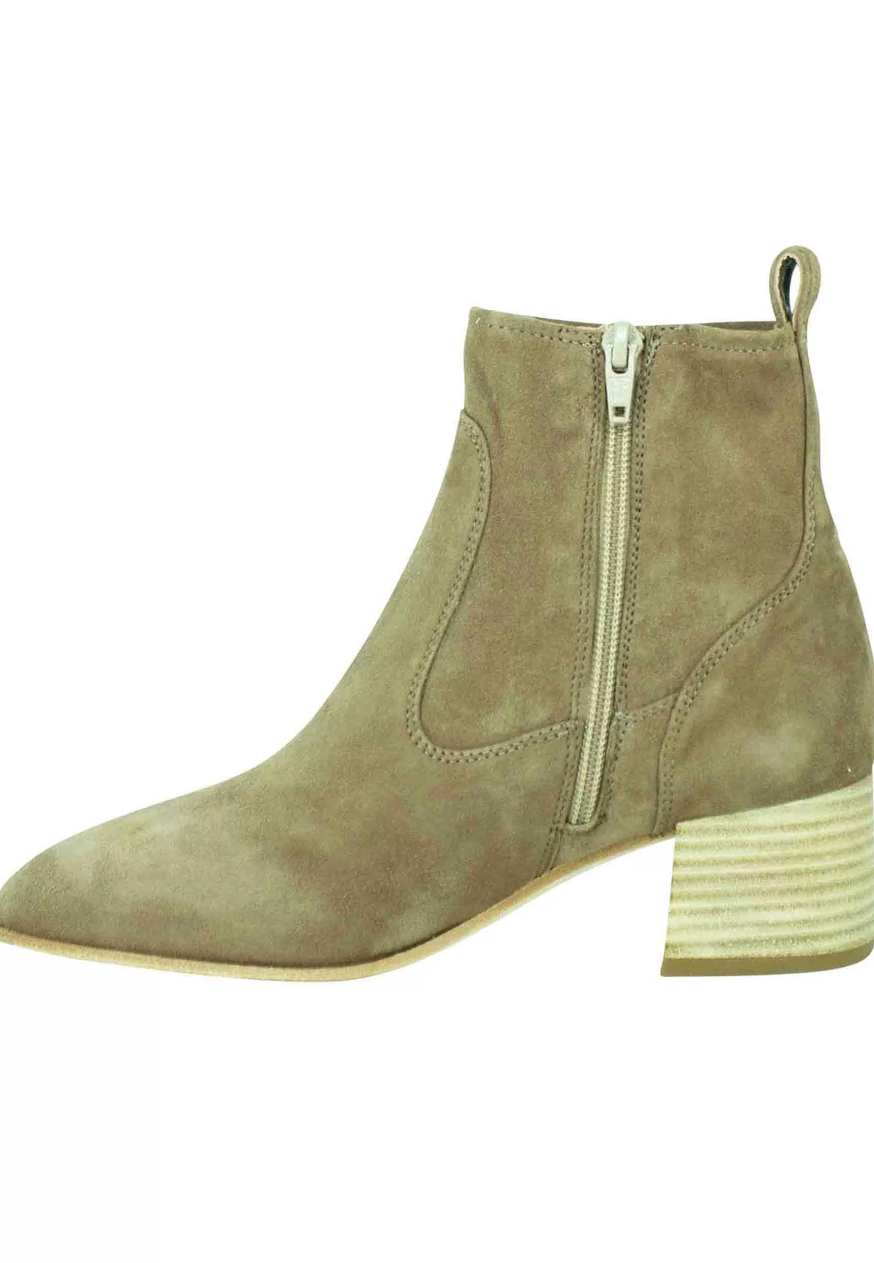 Stivaletti Donna In Camoscio Taupe Sfoderati Con Tacco In Cuoio Naturale*Unisa Outlet