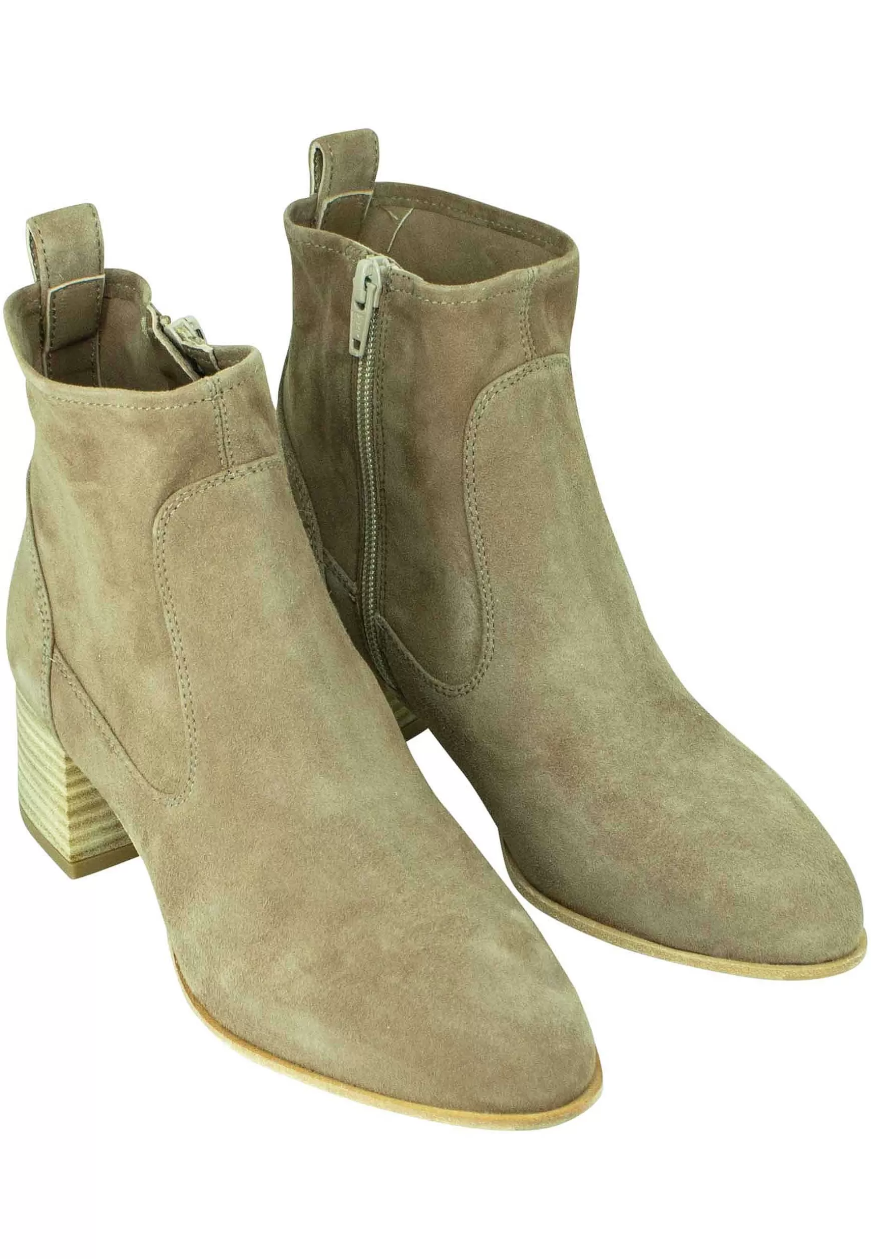 Stivaletti Donna In Camoscio Taupe Sfoderati Con Tacco In Cuoio Naturale*Unisa Outlet
